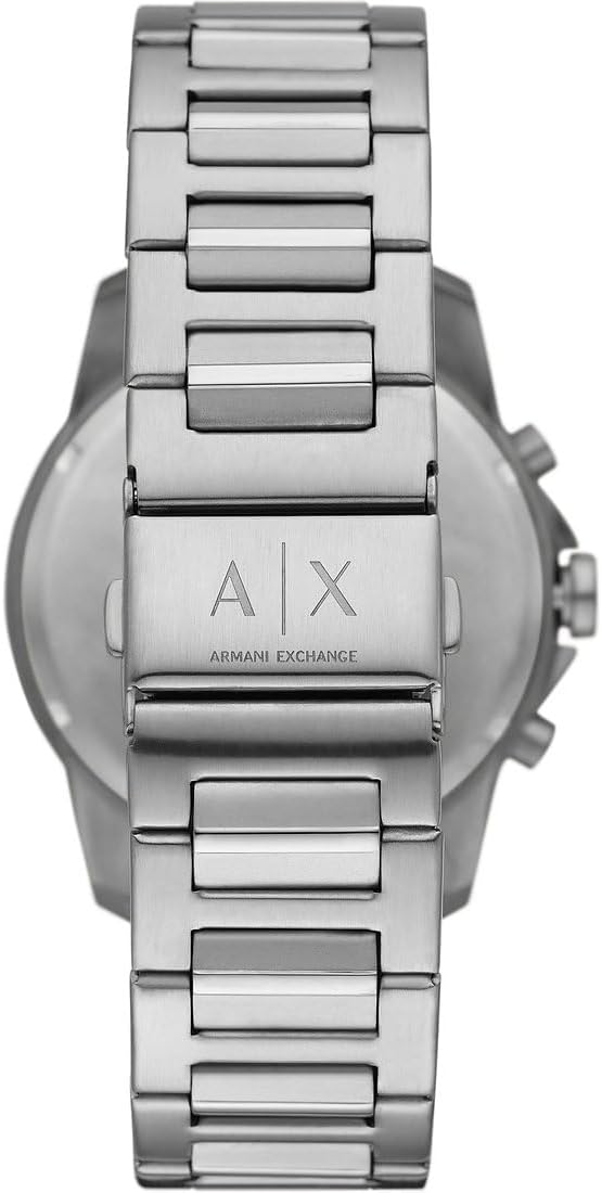 Detalle de Armani Exchange Montre pour Hommes argentée – Chronographe quartz, boîtier 44 mm et bracelet acier