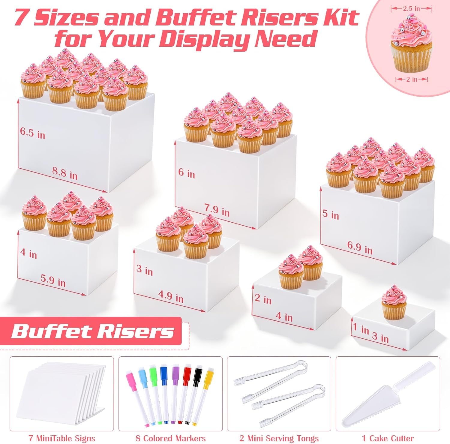 Detalle de White Buffet Risers, 7-Piece Set