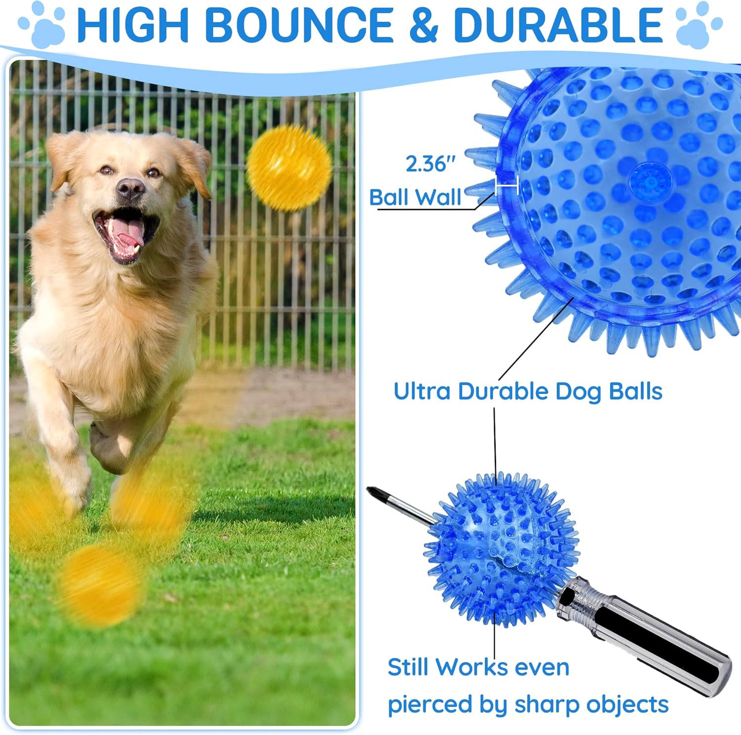 Thumbnail 4 de LECHONG 4-Pack Large Squeaky Dog Balls