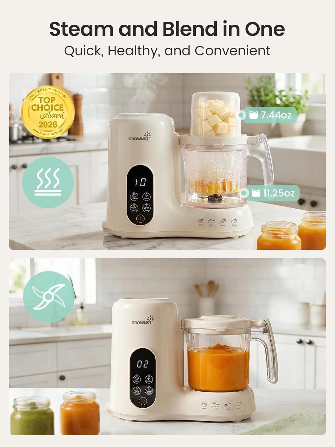 Detalle 2 de Grownsy Baby Food Maker with Tritan Bowl