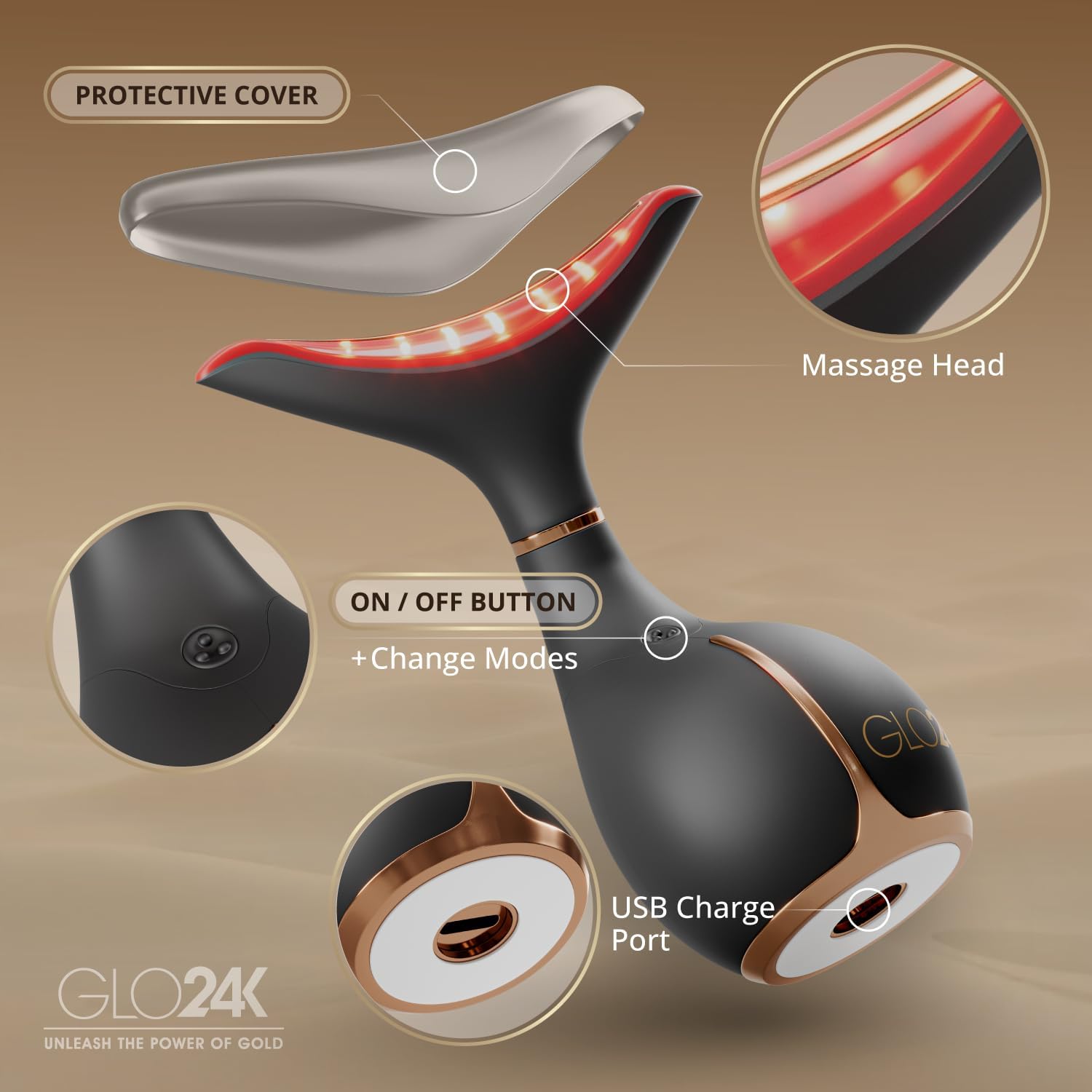 Thumbnail 4 de GLO24K 3-in-1 Red Light Facial Massager