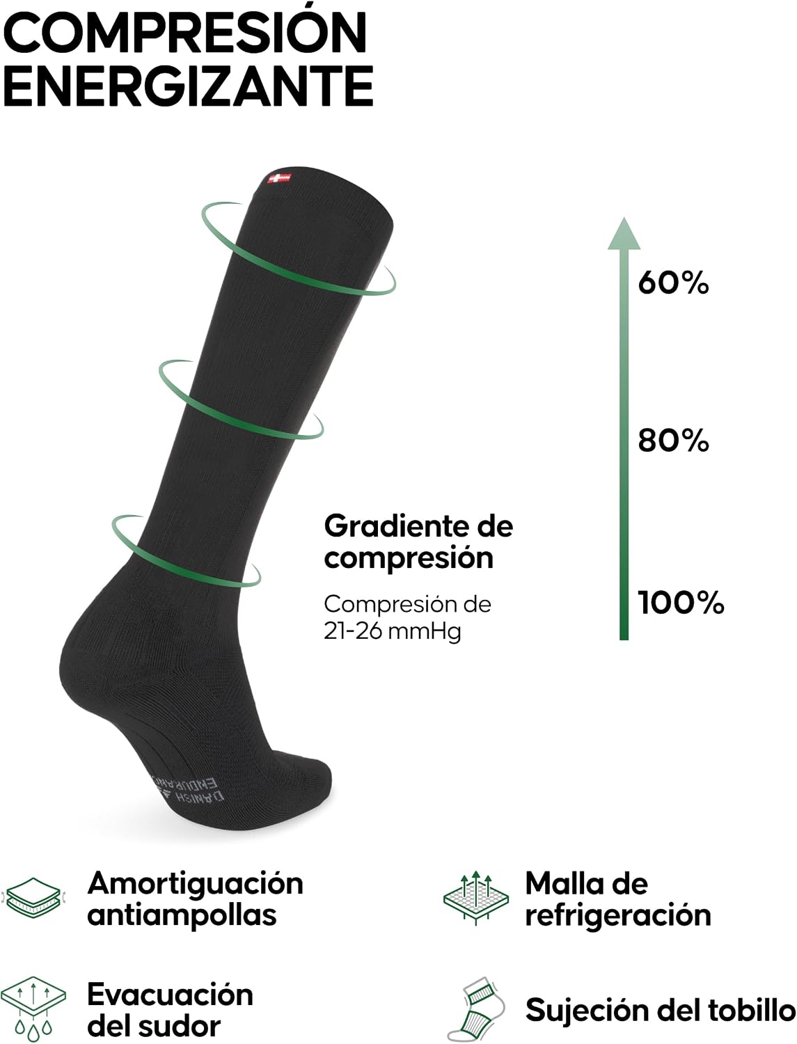 Detalle 2 de Danish Endurance calcetines compresión 21-26 mmHg