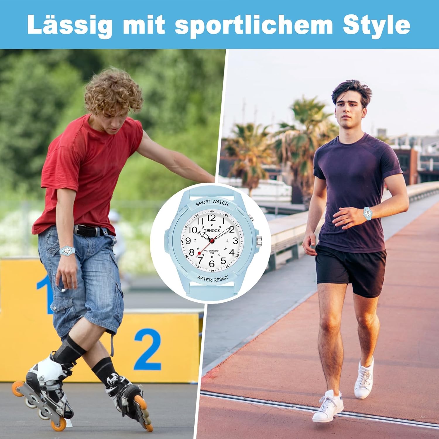 Thumbnail 4 de TENOCK Damen Sportliche Armbanduhr – Analoge Quarz-Uhr mit Nachtlicht, 50 m wasserdicht