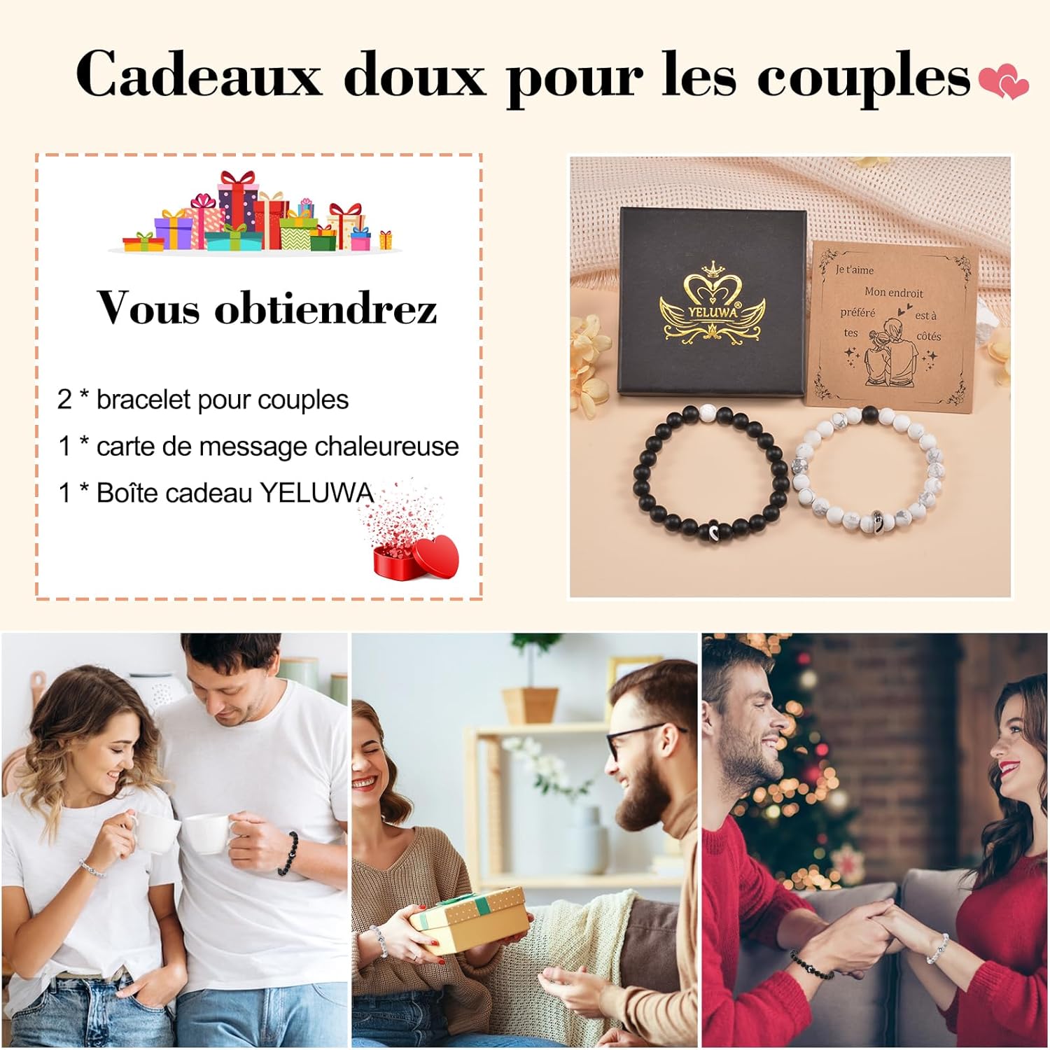 Thumbnail 4 de YELUWA Bracelet couple 8 mm