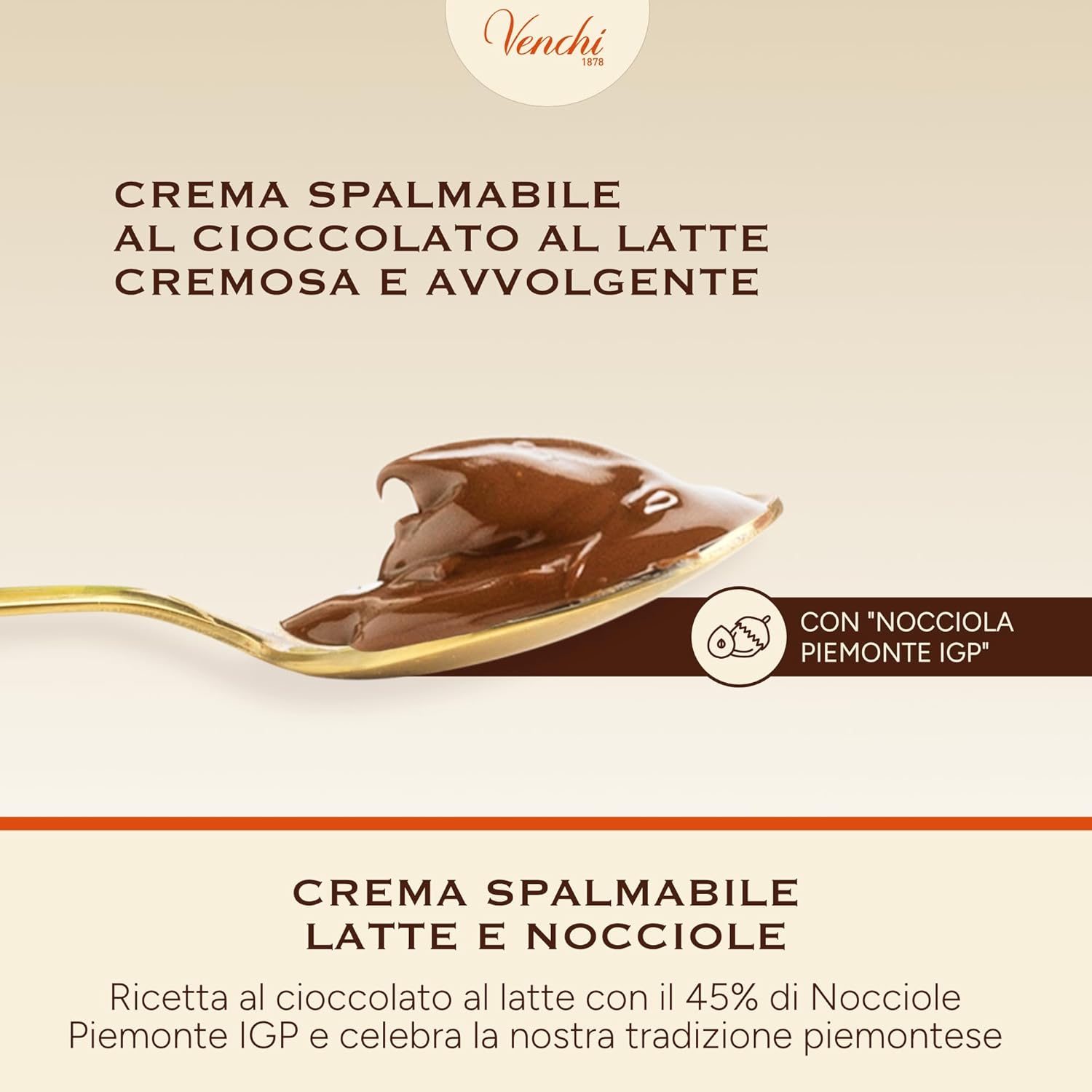 Thumbnail 3 de Venchi Crema Spalmabile Cioccolato al Latte e Nocciole 200 g – 45% Nocciole Piemonte IGP, Senza Glutine, Senza Coloranti e Conservanti