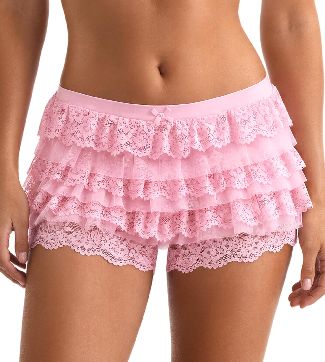 Detalle de SHARICCA CR26059 Women's Mesh Ruffle Boyshorts with Stretch and Bow
