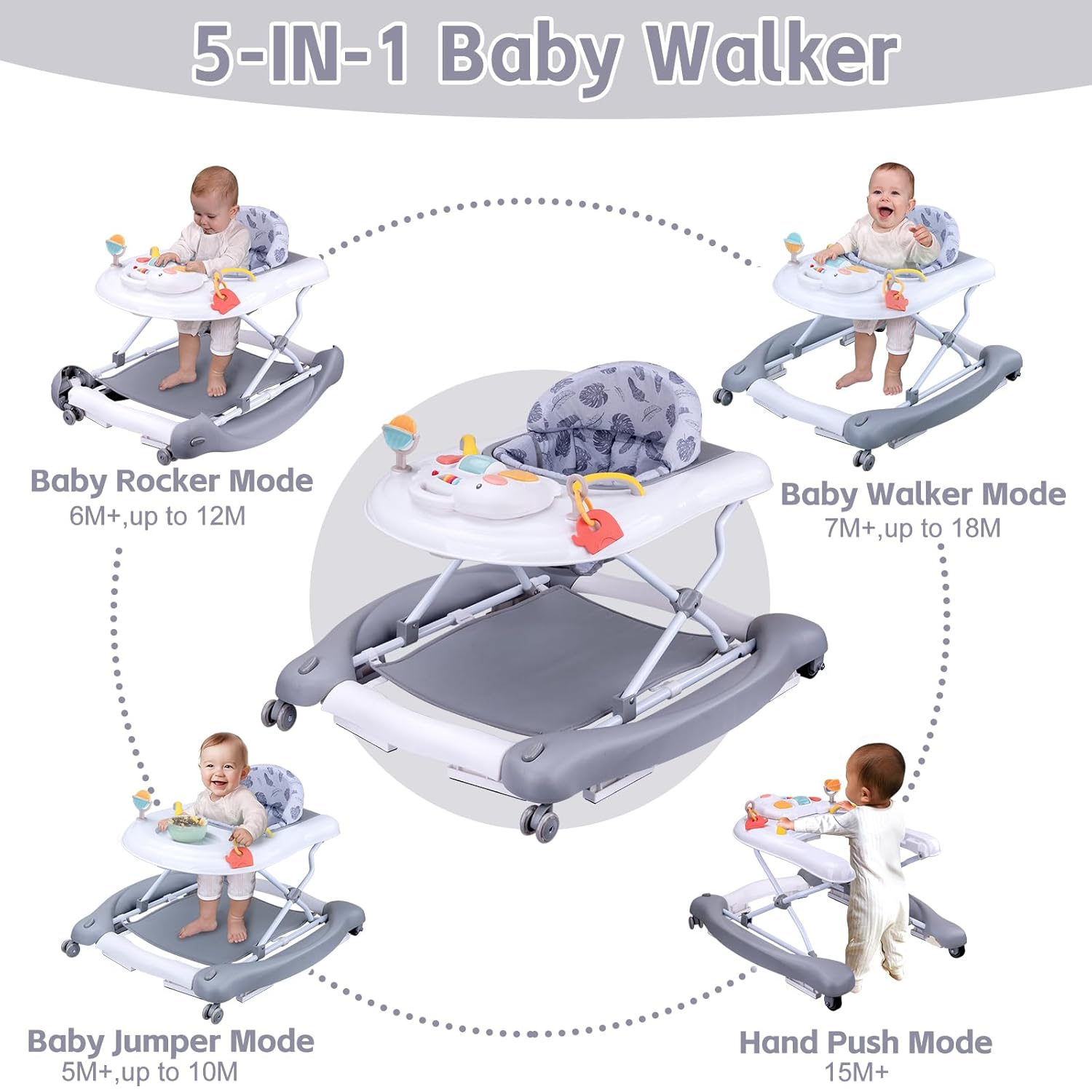 Thumbnail 1 de Foldable 5-in-1 Baby Walker with Trampoline Mat 👶