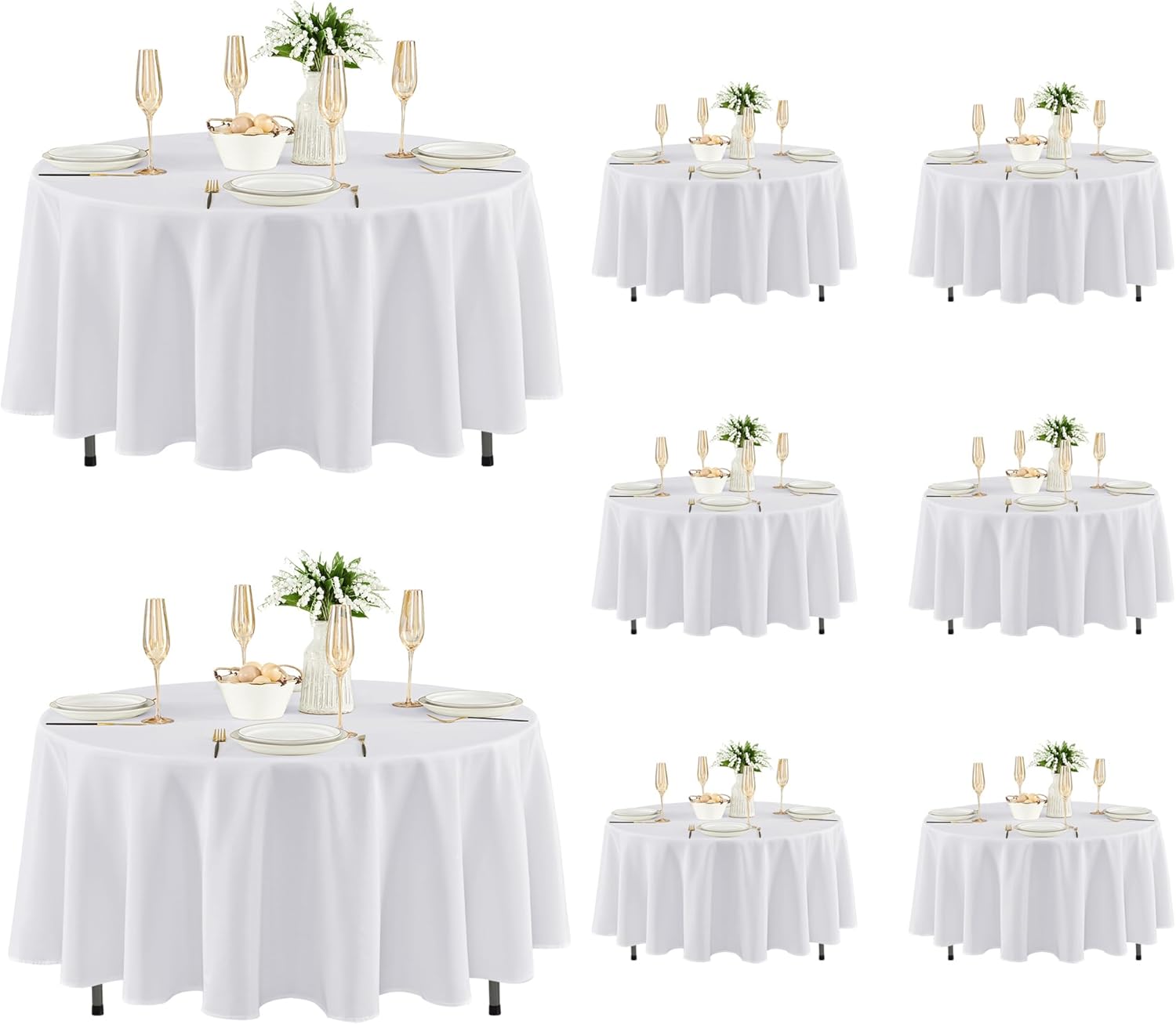 Detalle de Fitable 84 Inch Round Tablecloths 8-Pack
