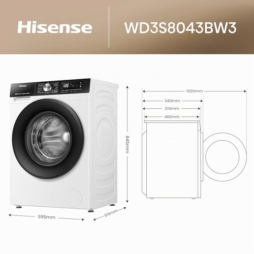 Thumbnail 1 de Hisense WD3S8043BW3 Waschtrockner – 8 kg, 54 l, JetWash, Auto Wash, Dampffunktion