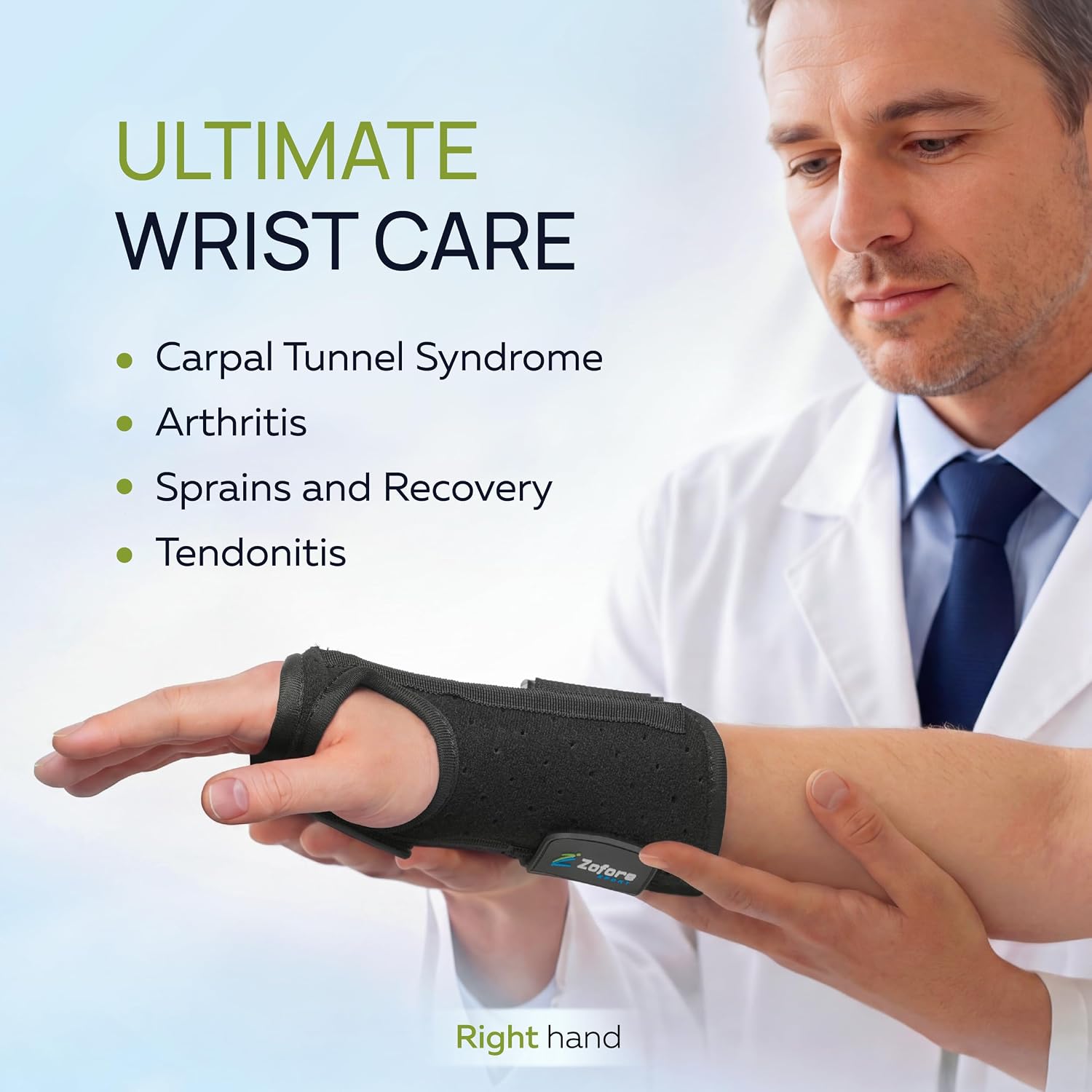 Thumbnail 1 de Carpal Tunnel Wrist Brace Night Support with Metal Splint – Right, S/M