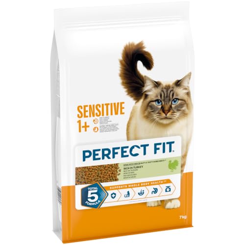 Detalle 2 de Perfect Fit Sensitive Adult 1+ Trockenfutter für Katzen 7 kg Truthahn – gesund Haut, Fell und Verdauung