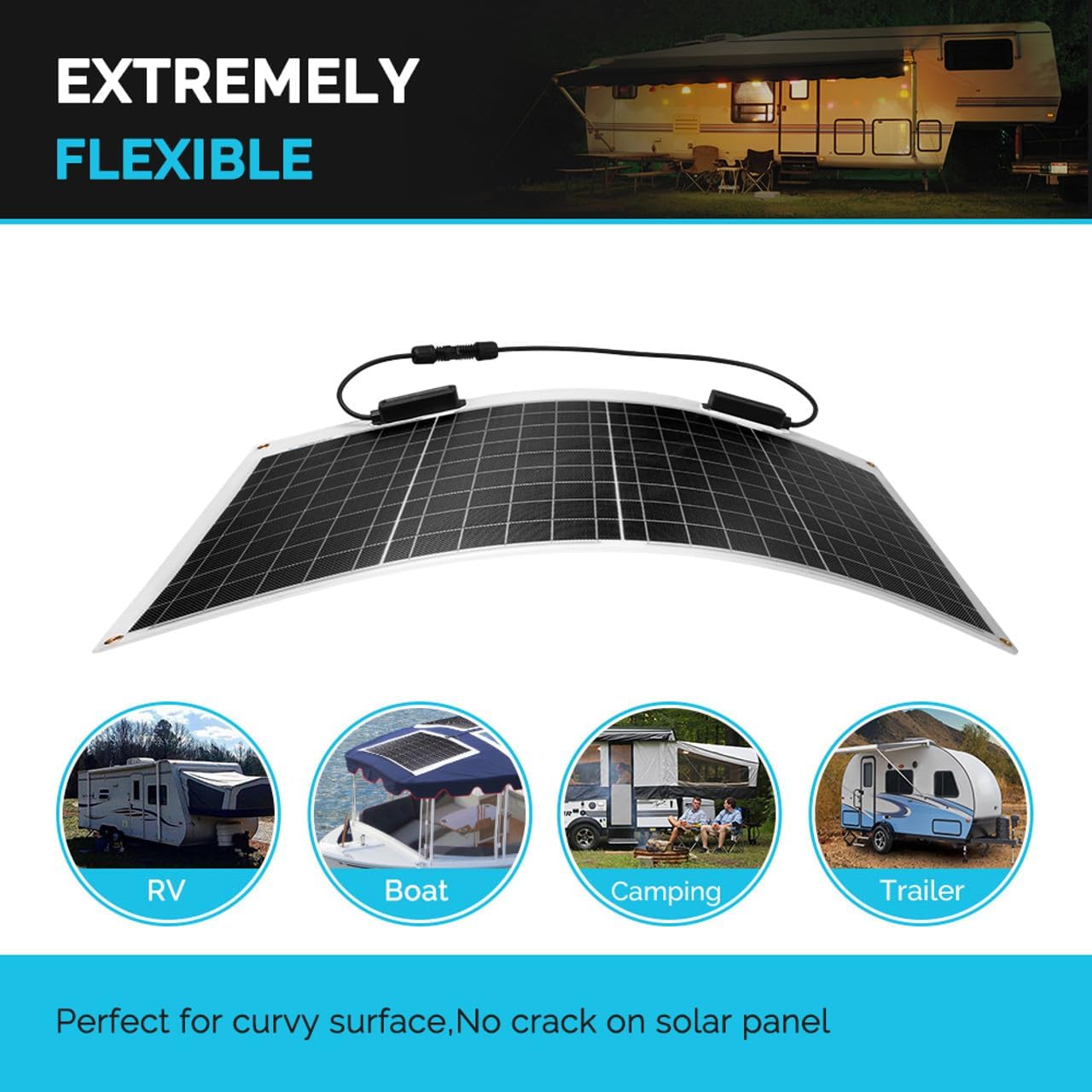 Thumbnail 1 de Renogy Flexible Solar Panel 50W 12V Monocrystalline — ultra-flexible for off-grid curved surfaces