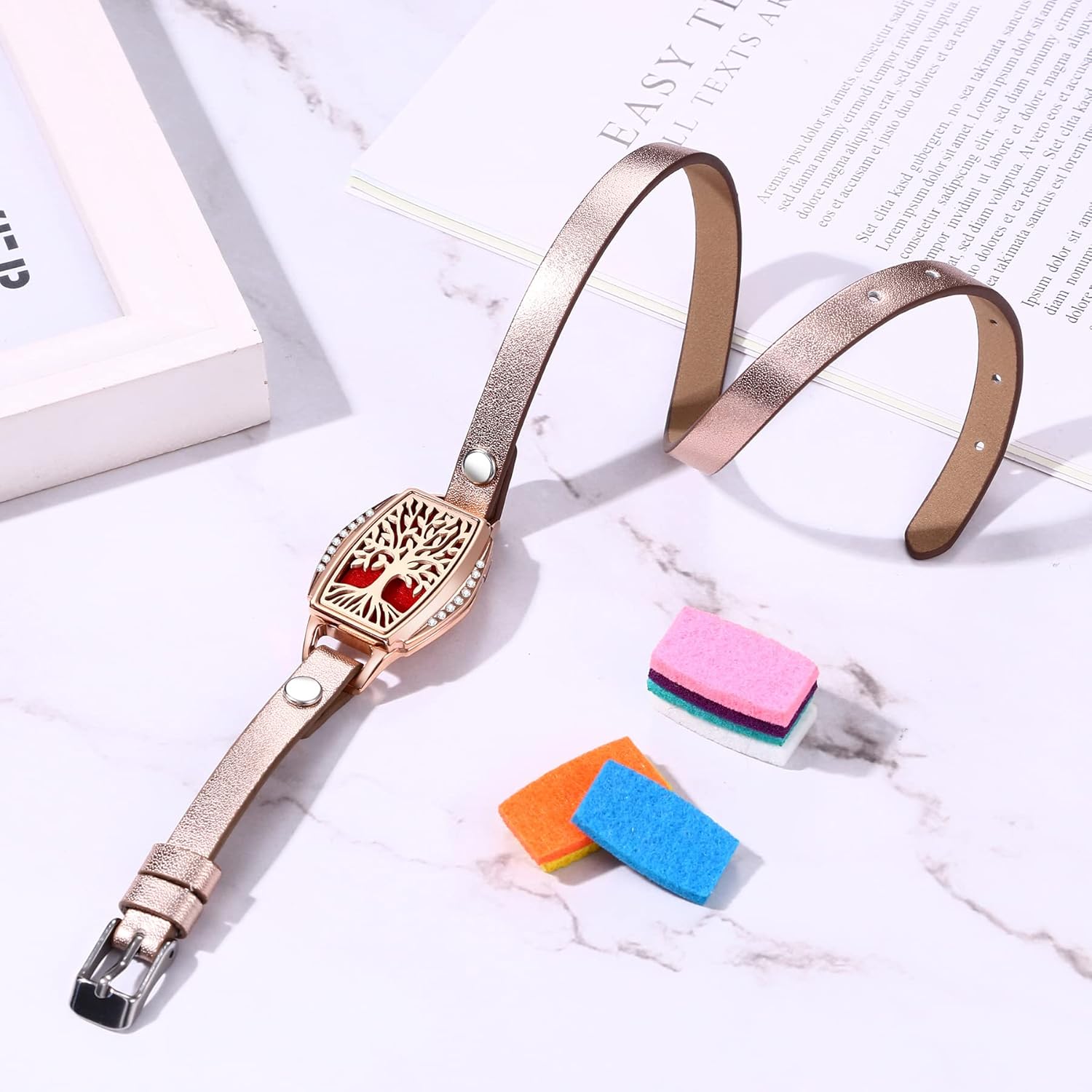 Thumbnail 3 de Bracelet diffuseur Cupimatch Arbre de Vie en Acier Inoxydable avec 10 Coussins Lavables – Cadeau élégant