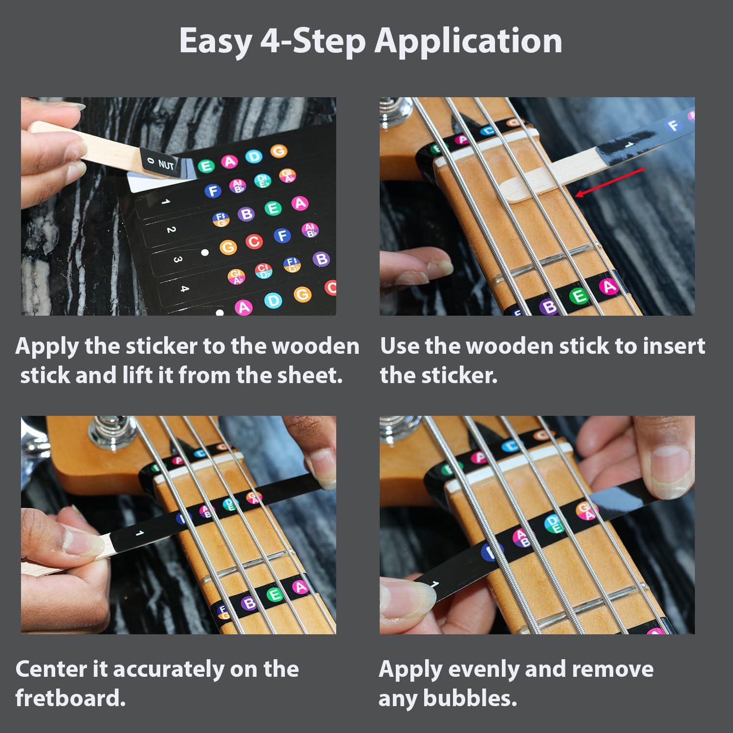 Thumbnail 4 de QMG Bass Fretboard Stickers for 4-String Bass
