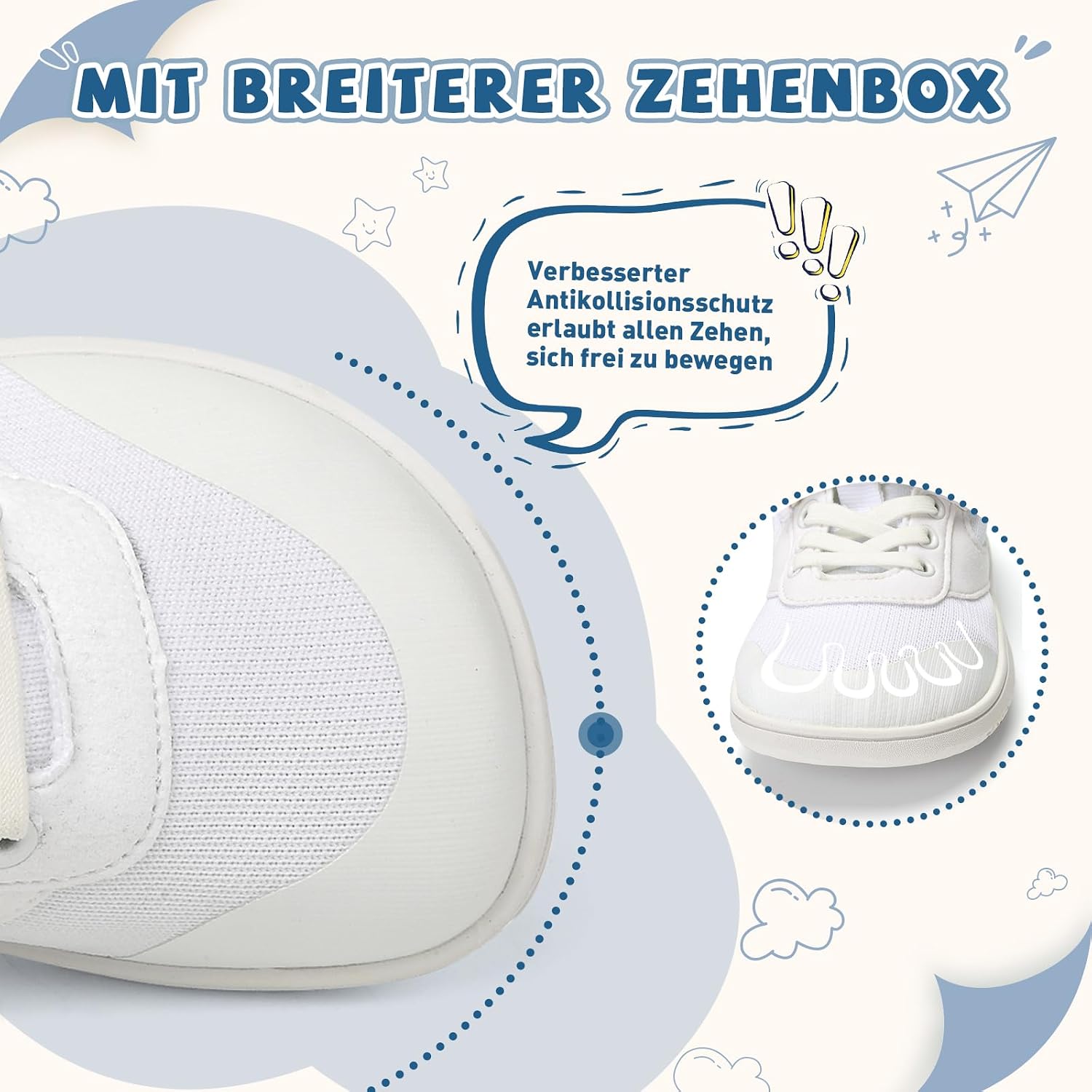 Detalle de TIAROOTT Unisex Kinder Barfußschuhe – Breite Zehenbox, Null Drop & Rutschfestigkeit
