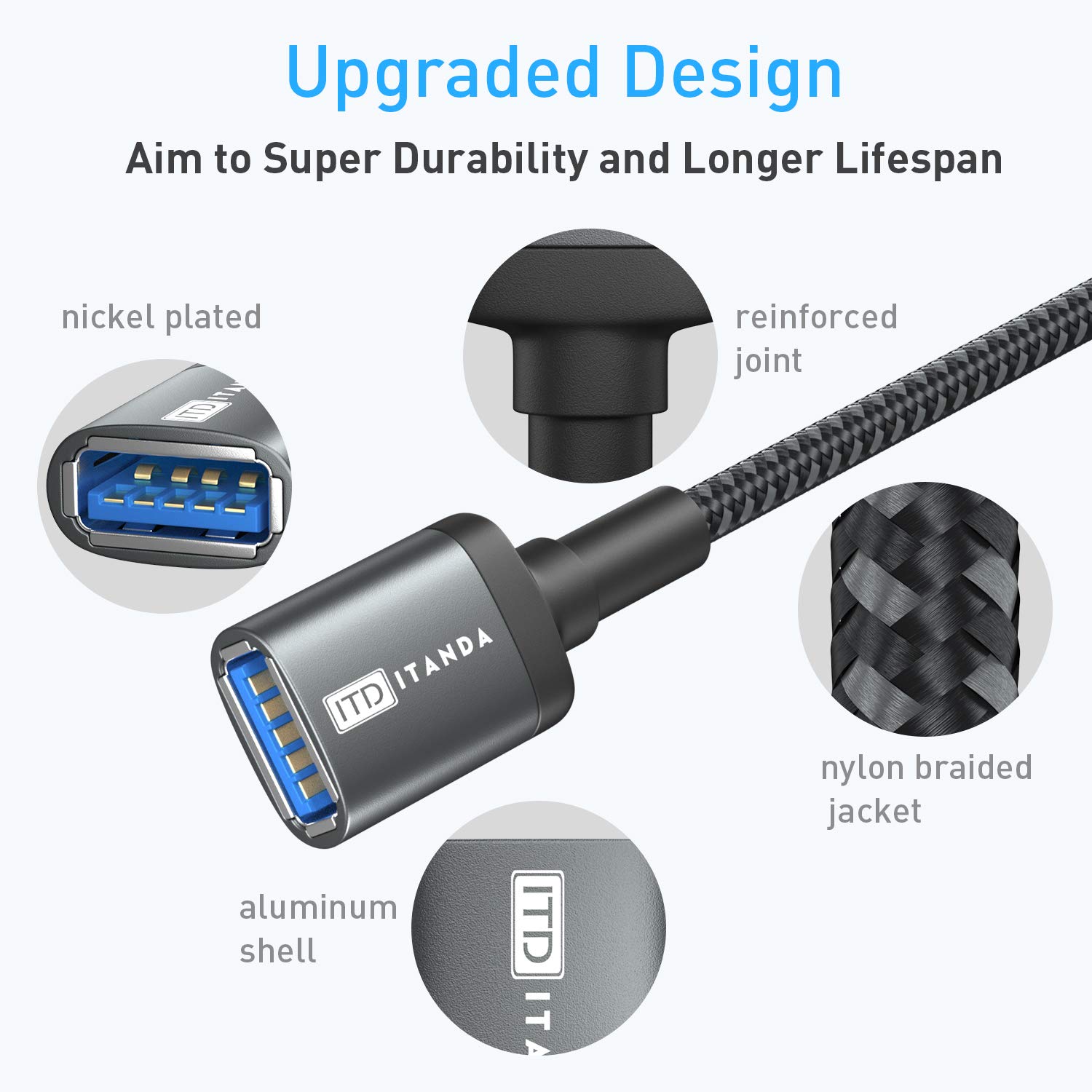 Thumbnail 2 de ITD ITANDA 10ft USB 3.0 Extension Cable for Peripherals 🖥