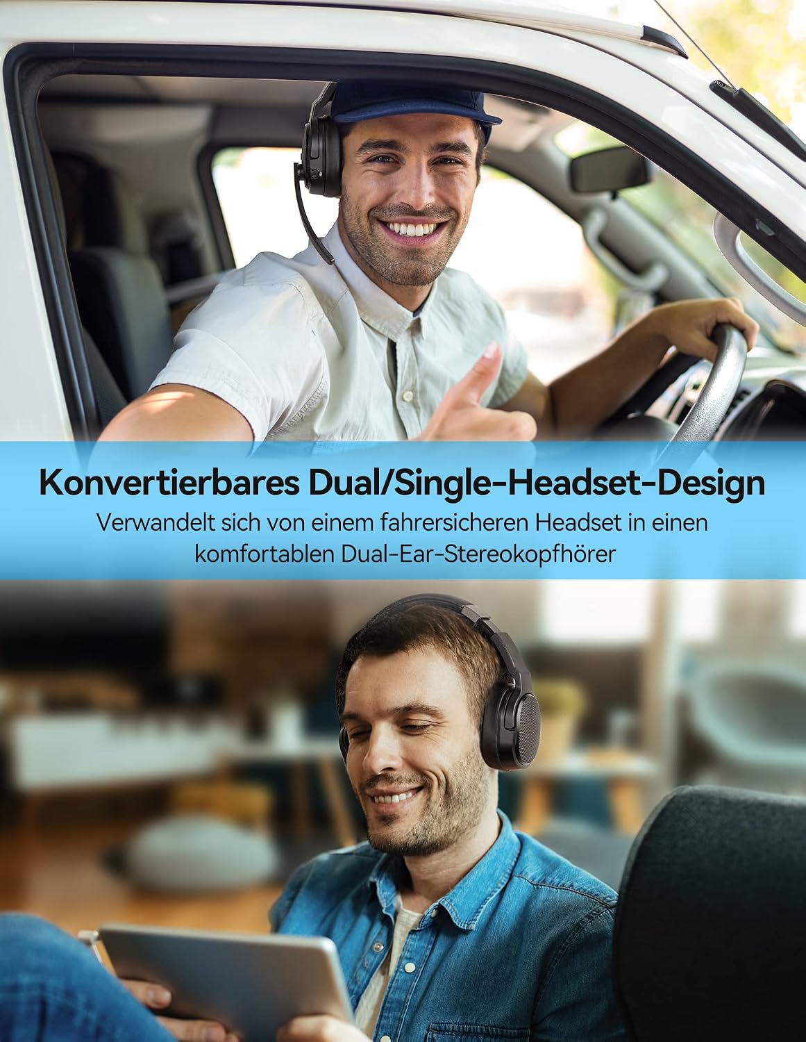 Detalle 2 de TECKNET Bluetooth Headset mit Mikrofon (Single/Dual Noise Cancelling) inkl. USB-Dongle – für Office & Calls
