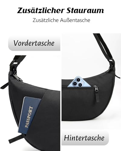 Thumbnail 4 de BITUOR Crescent Crossbody Bag, 8.3L Recycled Nylon Anti-Theft Shoulder Bag