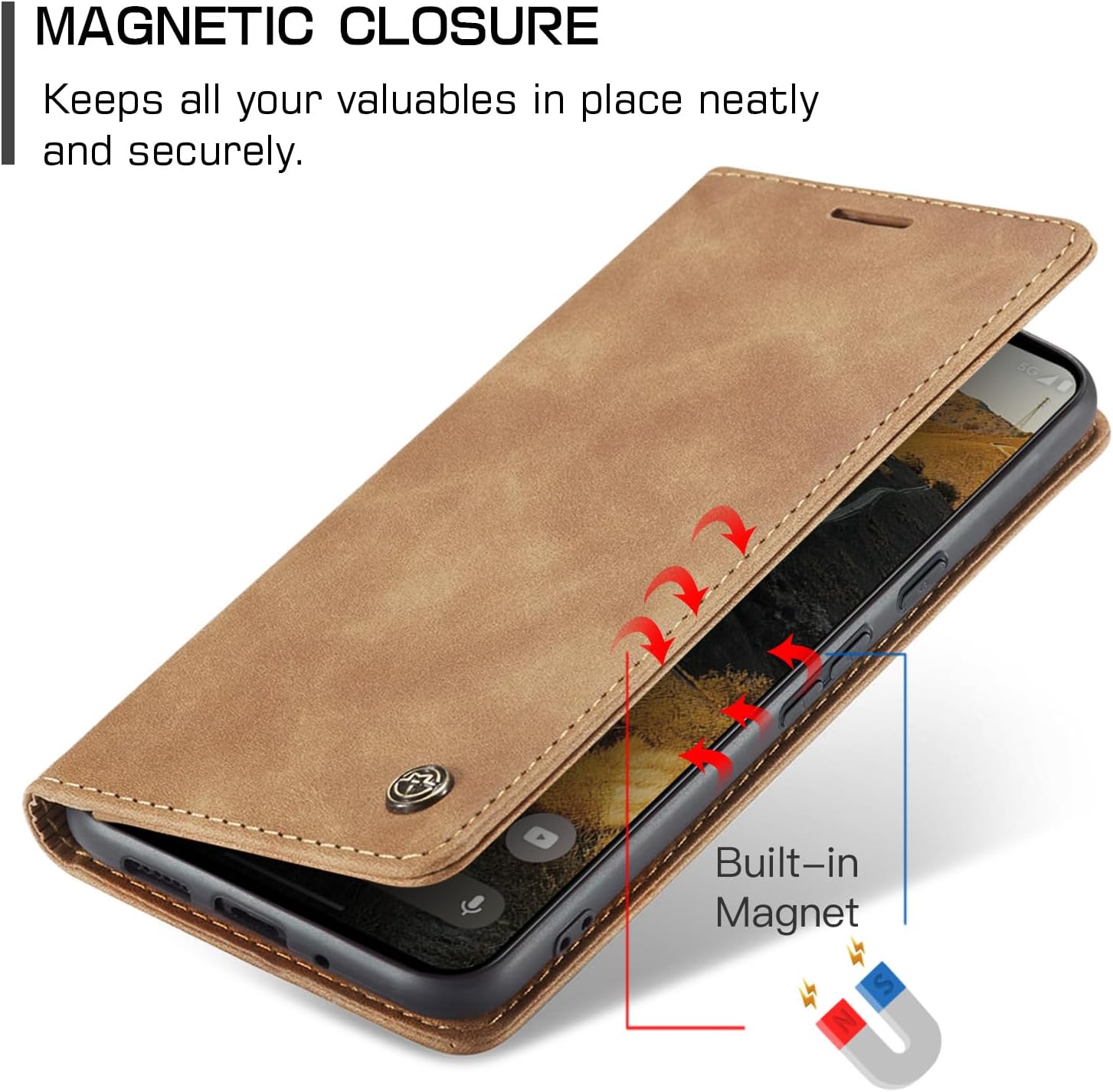 Thumbnail 5 de Monweicz Flip Case aus Premium Leder für Google Pixel 9 Pro XL – Braun