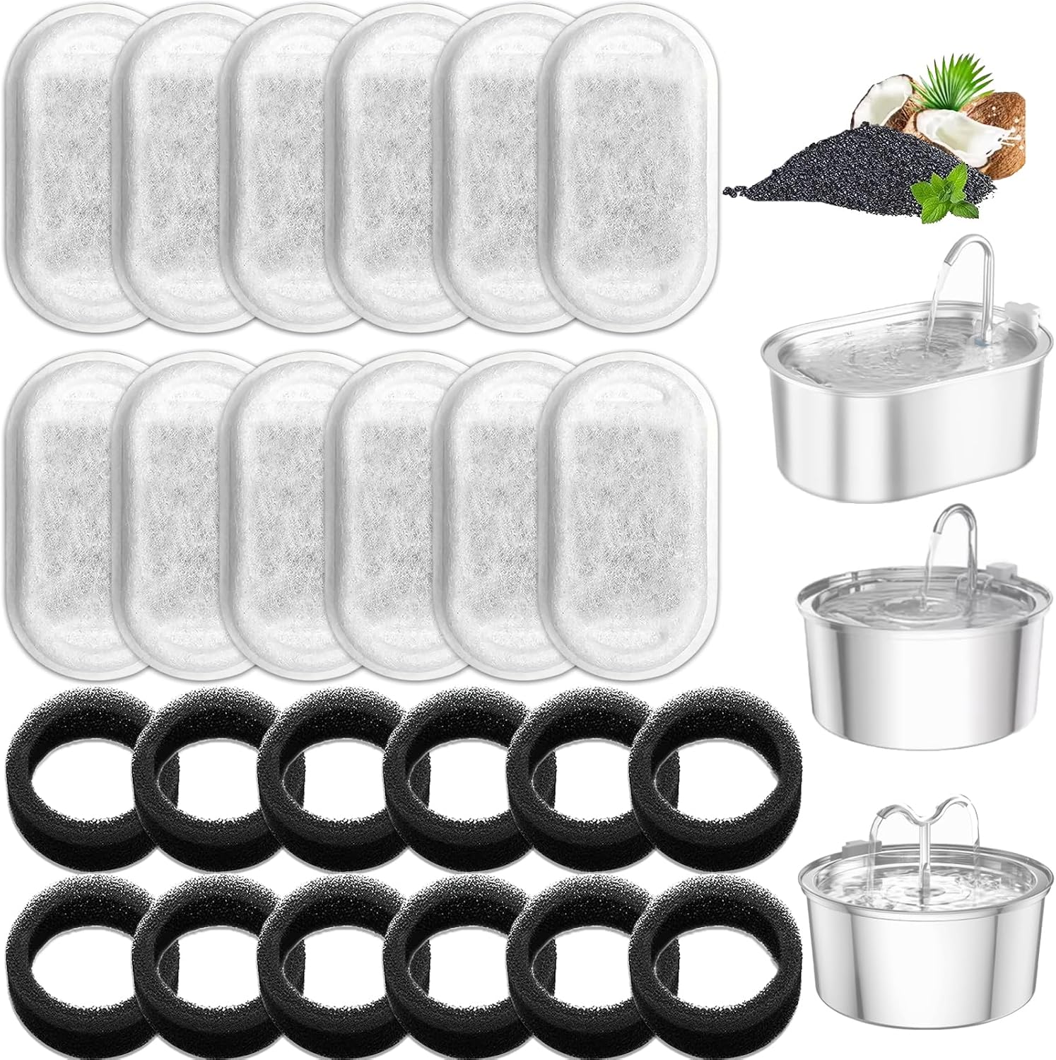 Detalle de HSIULMY Pet Water Fountain Filters 24 Pack