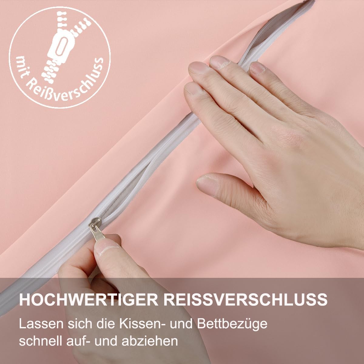 Detalle 1 de Kissenbezug 40x60 2er Set aus Mikrofaser (Hellrosa) – bügelfrei & knitterfrei mit Reißverschluss