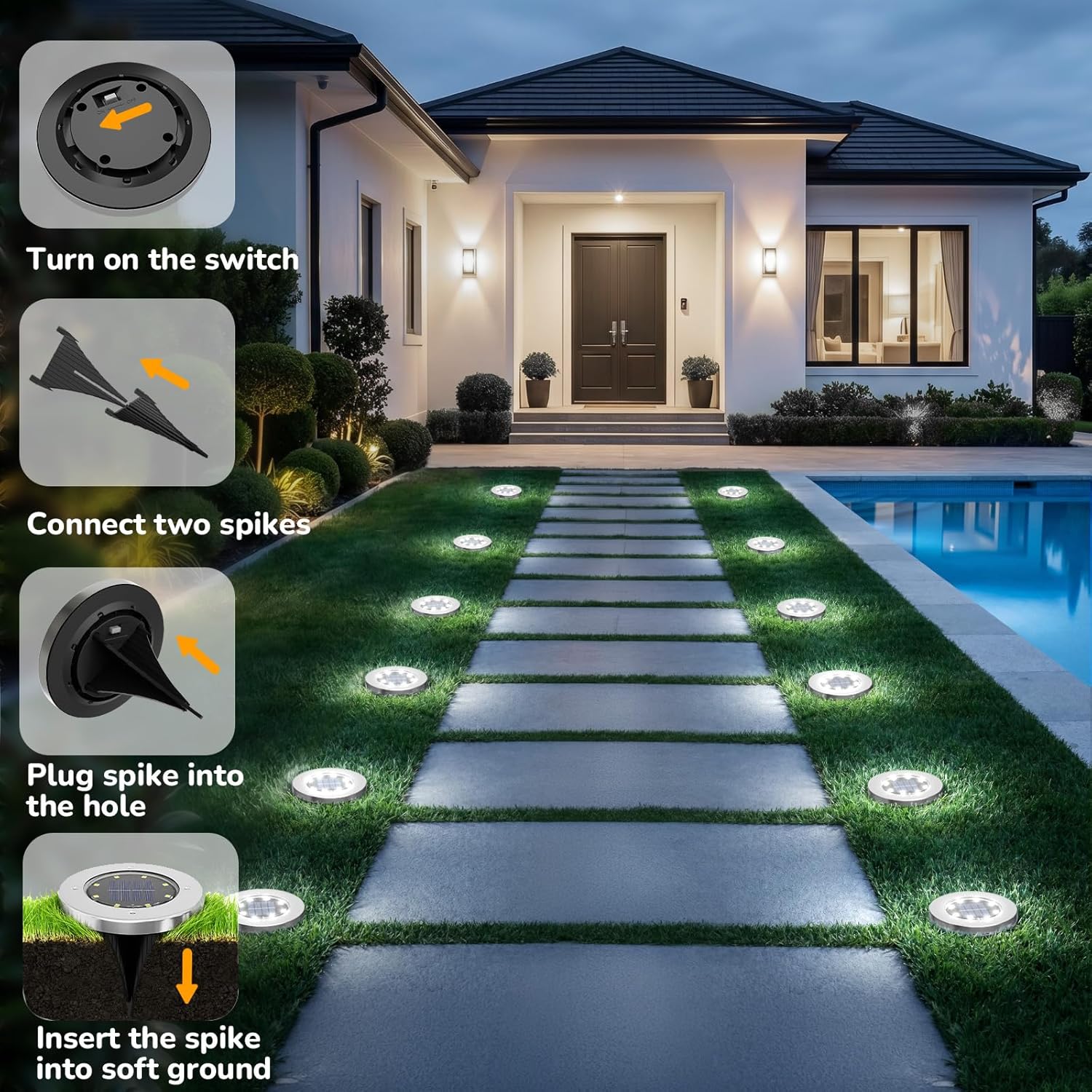 Thumbnail 5 de INCX 4.6-inch Solar Outdoor Lights (12-Pack) with Integrated Light Sensor, IP65, Cold White