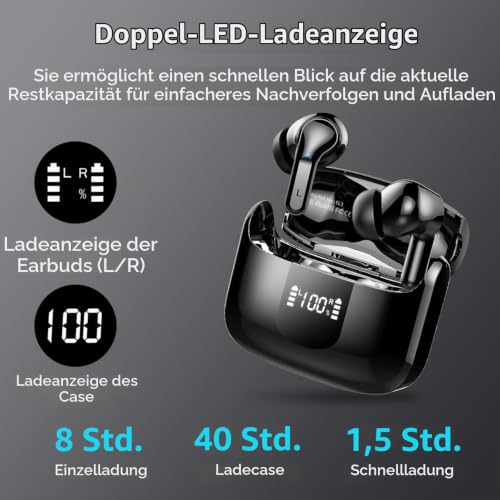 Detalle de Ordtop i13 Bluetooth-Kopfhörer mit 14,2-mm-Treibern, ENC und IP-X7