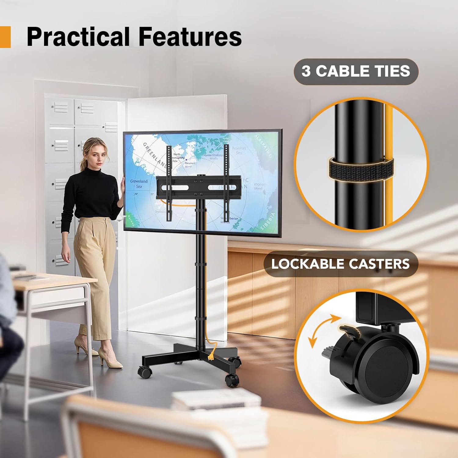 Thumbnail 3 de Hemudu Rolling TV Stand for 23-60 in TVs