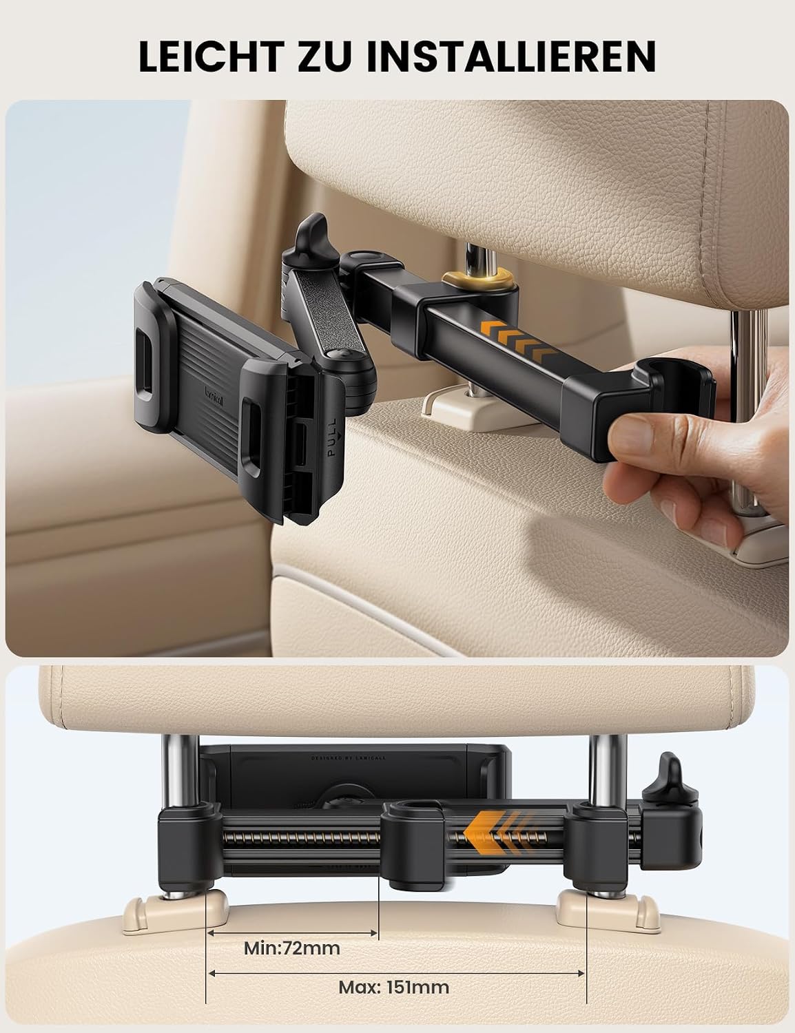 Thumbnail 6 de Lamicall Tablet Halterung Auto Kopfstütze – ausziehbare, 360° drehbare Tablet-Halterung für Auto