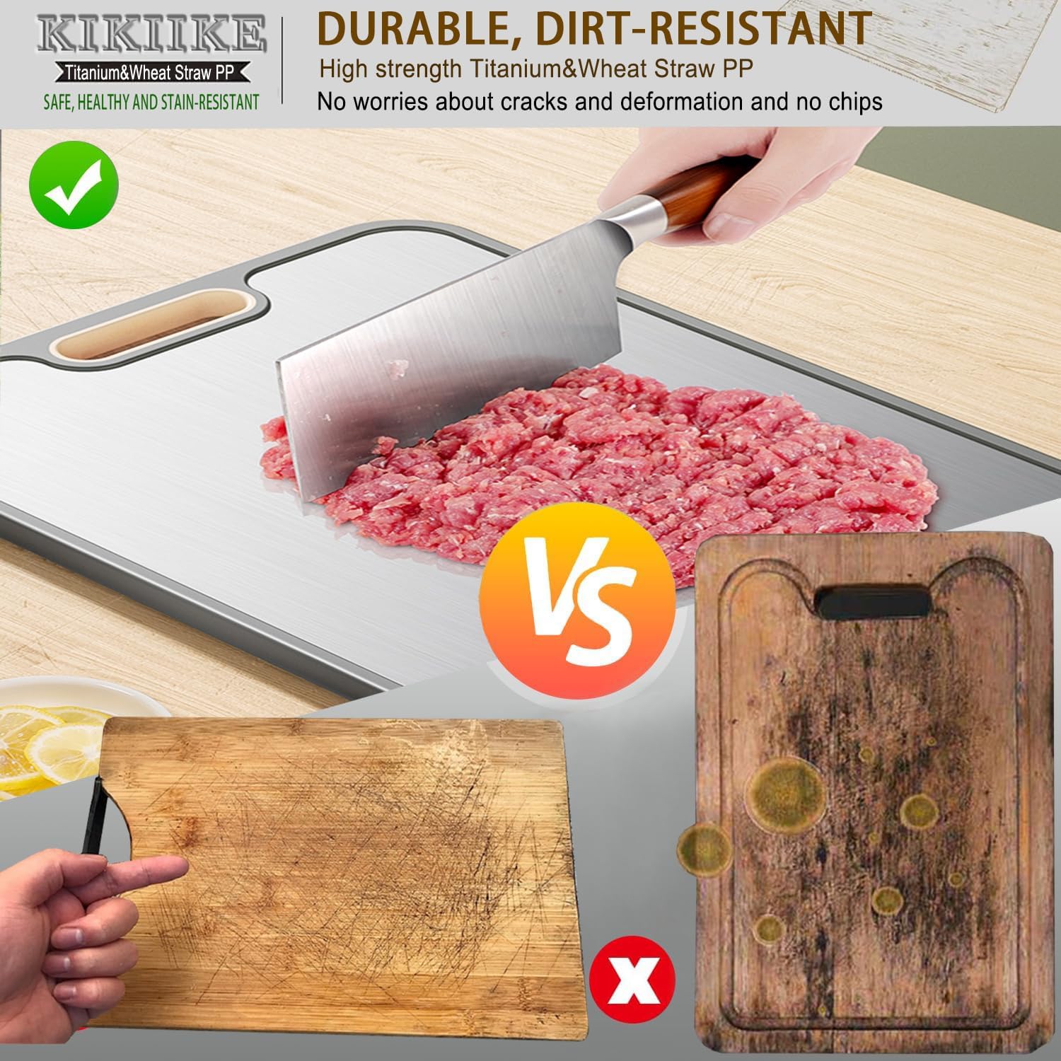 Thumbnail 1 de KIKIIKE Titan-Schneidebrett doppelseitig aus reinem Titan (2-in-1-System)