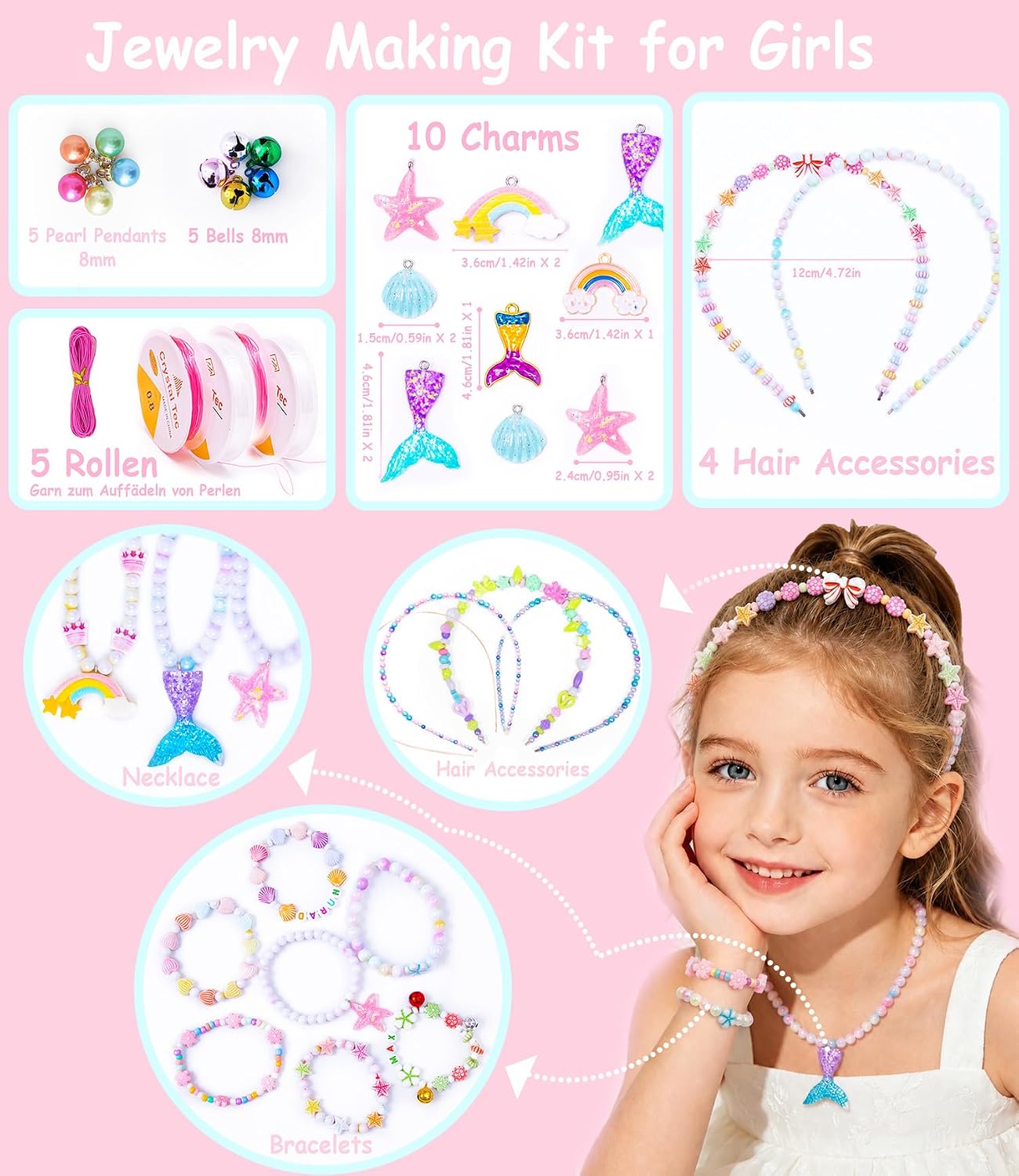 Detalle 2 de MiuCo Kids’ Jewellery-Making Kit, 2 Kits with 4,600+ Beads and Charms