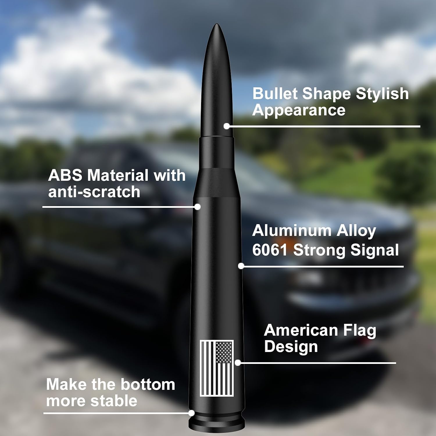 Detalle de Bullet Antenna with Valve Caps American Flag for Trucks 🇺🇸