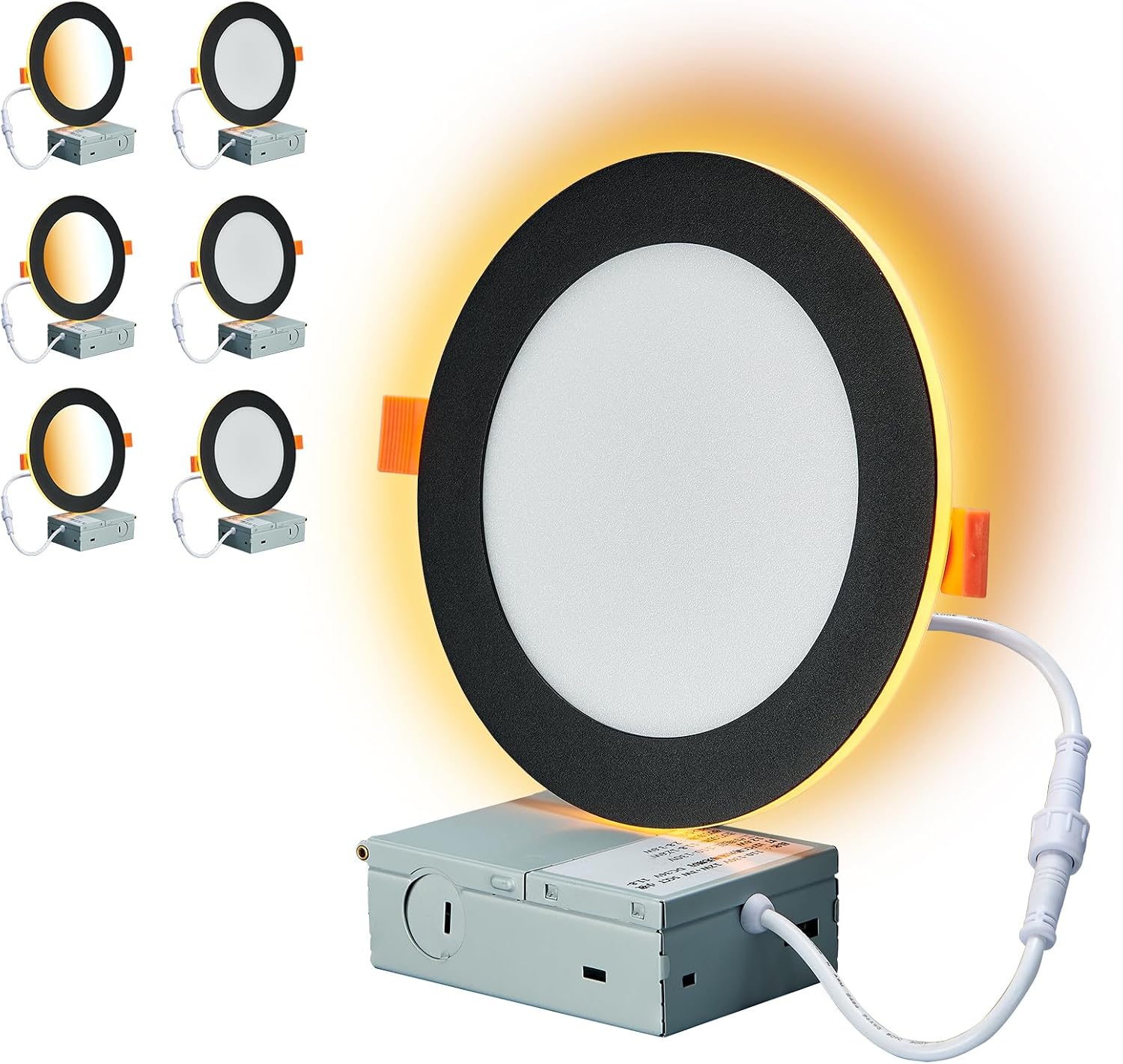 Detalle de Togalonn LR2-B 6-Inch Black LED Pot Lights with Night Light, 5CCT, Dimmable