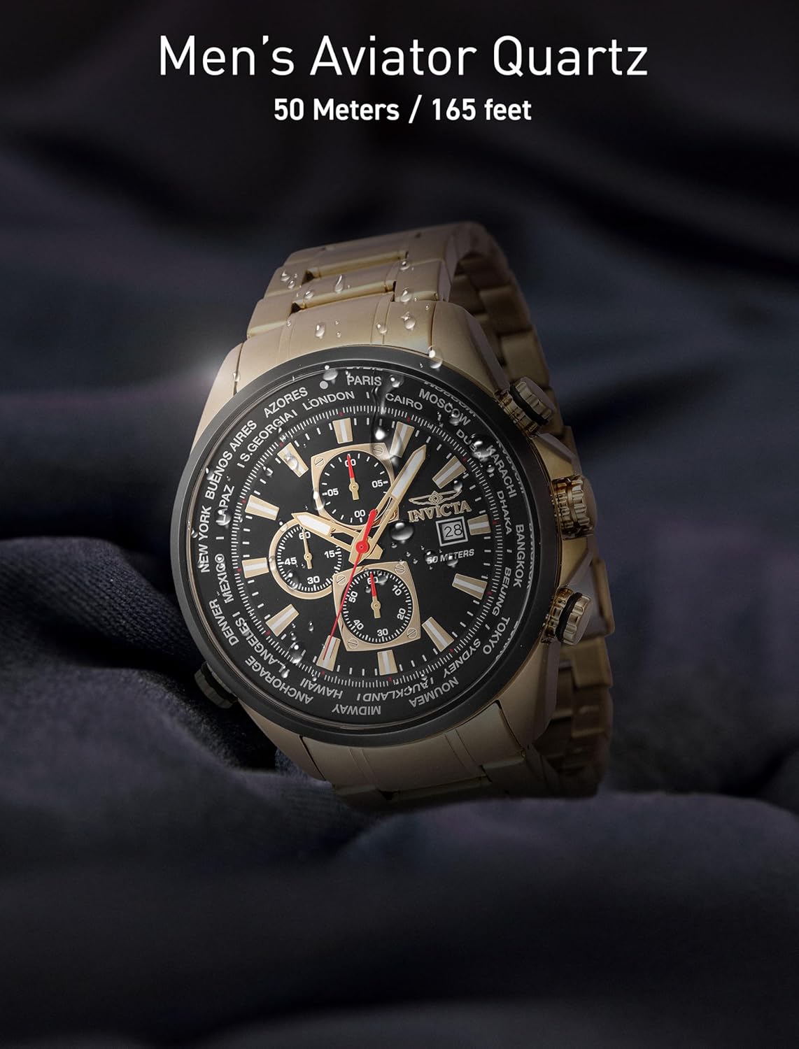 Thumbnail 4 de Invicta Aviator 47819 : montre homme à quartz en acier inoxydable, boîtier 50 mm