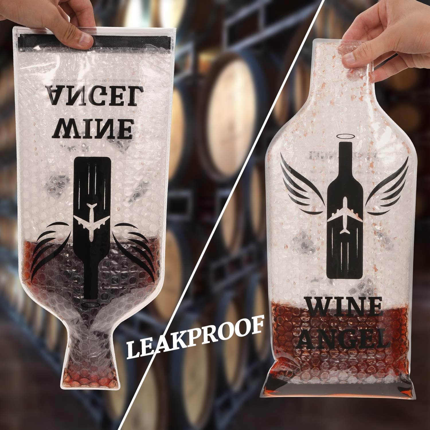 Thumbnail 5 de [UPGRADED PROTECTION] 4 Set (8 pcs) Reusable Wine Bags for Travel – Triple Protection, Leak-Proof Sleeve for Airplane, Car & Cruise