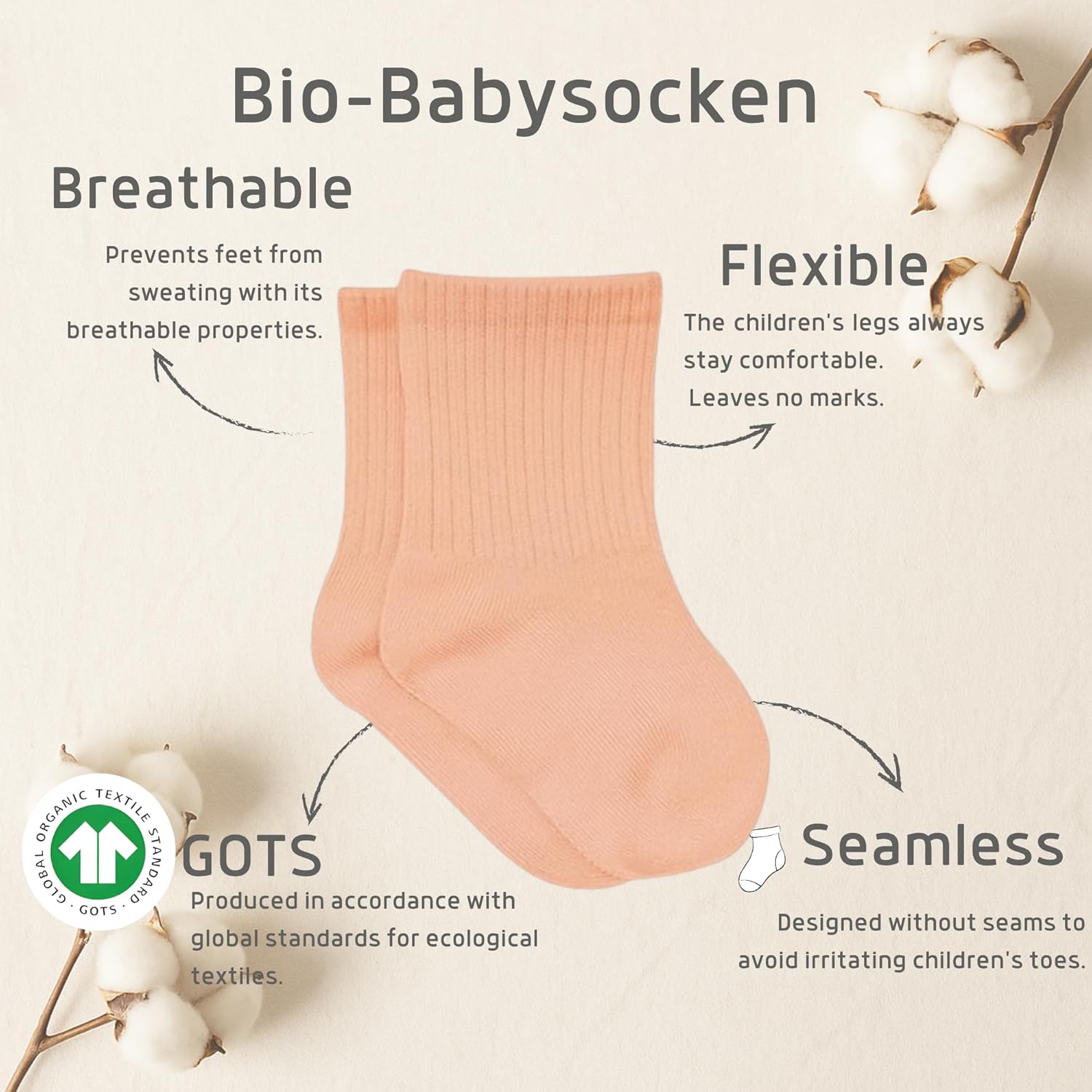 Thumbnail 2 de bistyle Baumwolle Baby Socken 6 Paar – Nahtlos, atmungsaktiv, 0–36 Monate