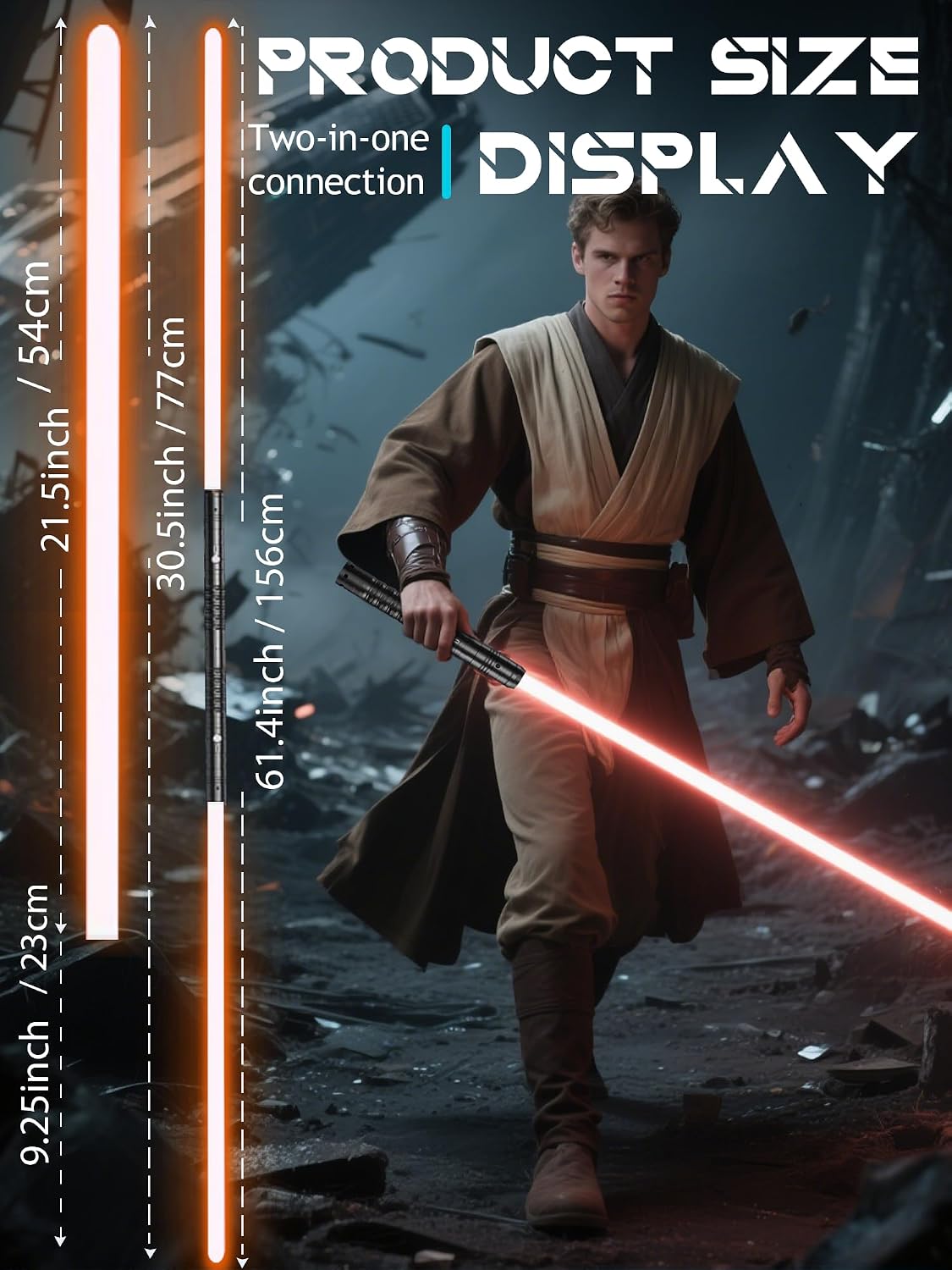 Detalle de RGB Lightsaber Set: 2 Pack Rechargeable Lightsabers with 16 Colours and Sound