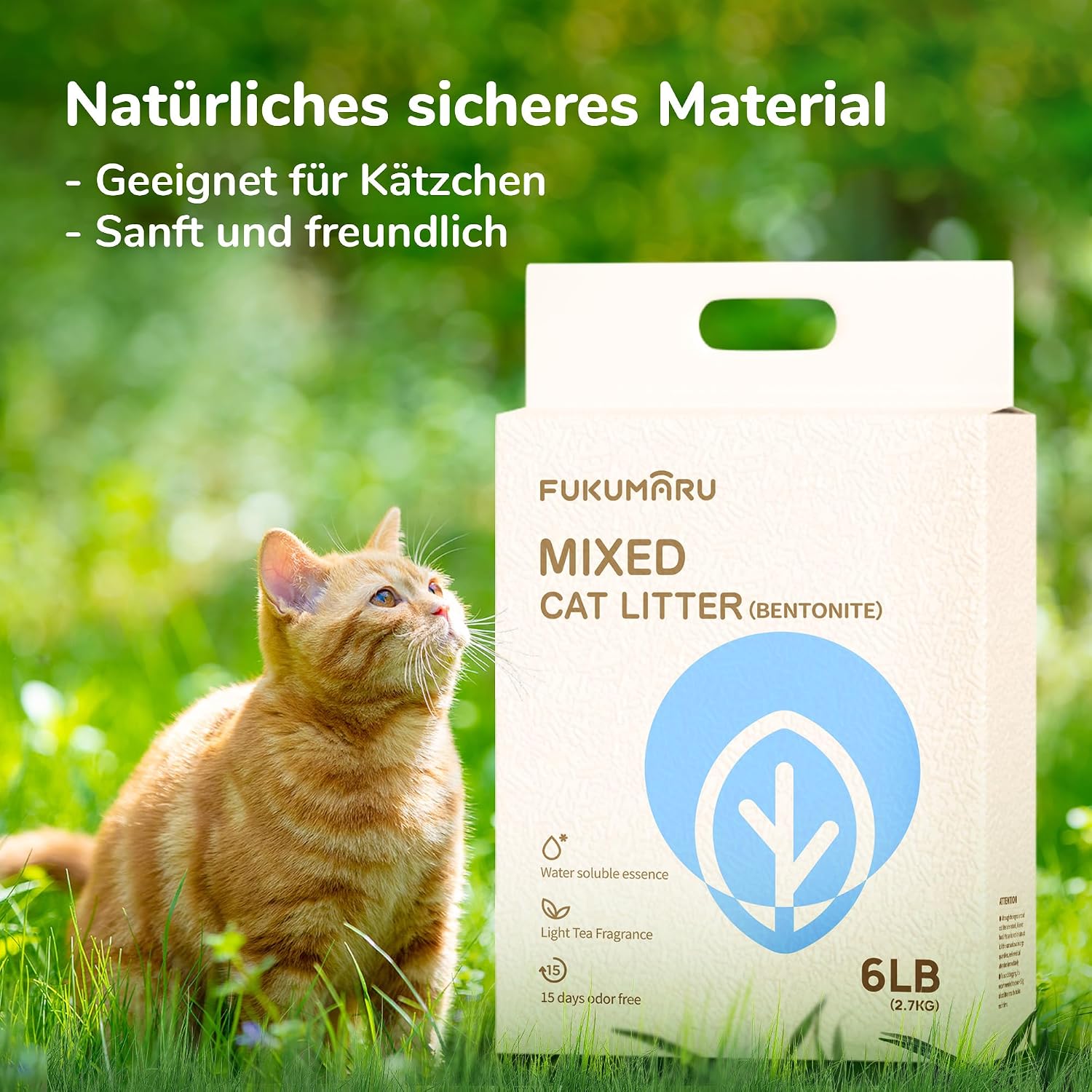 Thumbnail 6 de FUKUMARU Tofu Katzenstreu 5,4 kg – staubarm, klumpenbildend, geruchskontrolle und spülbar