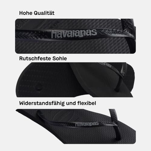 Detalle de Havaianas Slim Logo Pop Up Damen FlipFlop Black/Steel Grey – Slim-Design mit Kontrastlogo