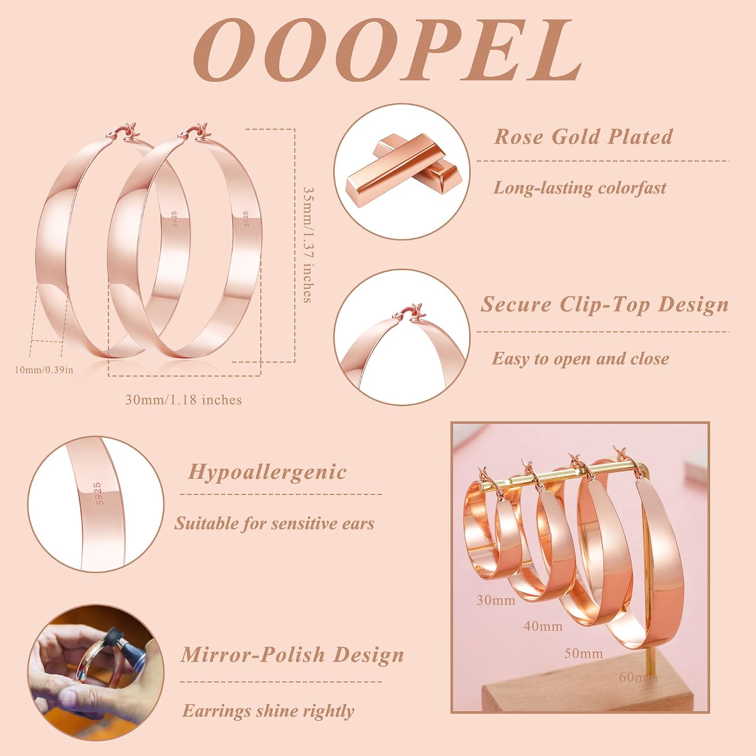 Detalle de OOOPEL Hoop Earrings, 10mm Wide