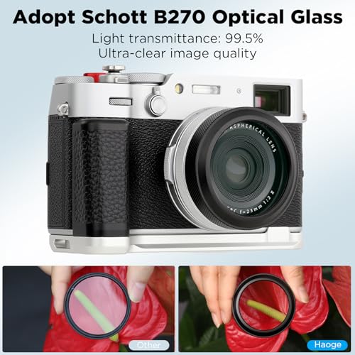 Detalle de Haoge Kamera Objektivschutz HD Filter für Fujifilm X100V / X100VI – wasserdichter UV/MC-Filter mit integriertem Adapterring