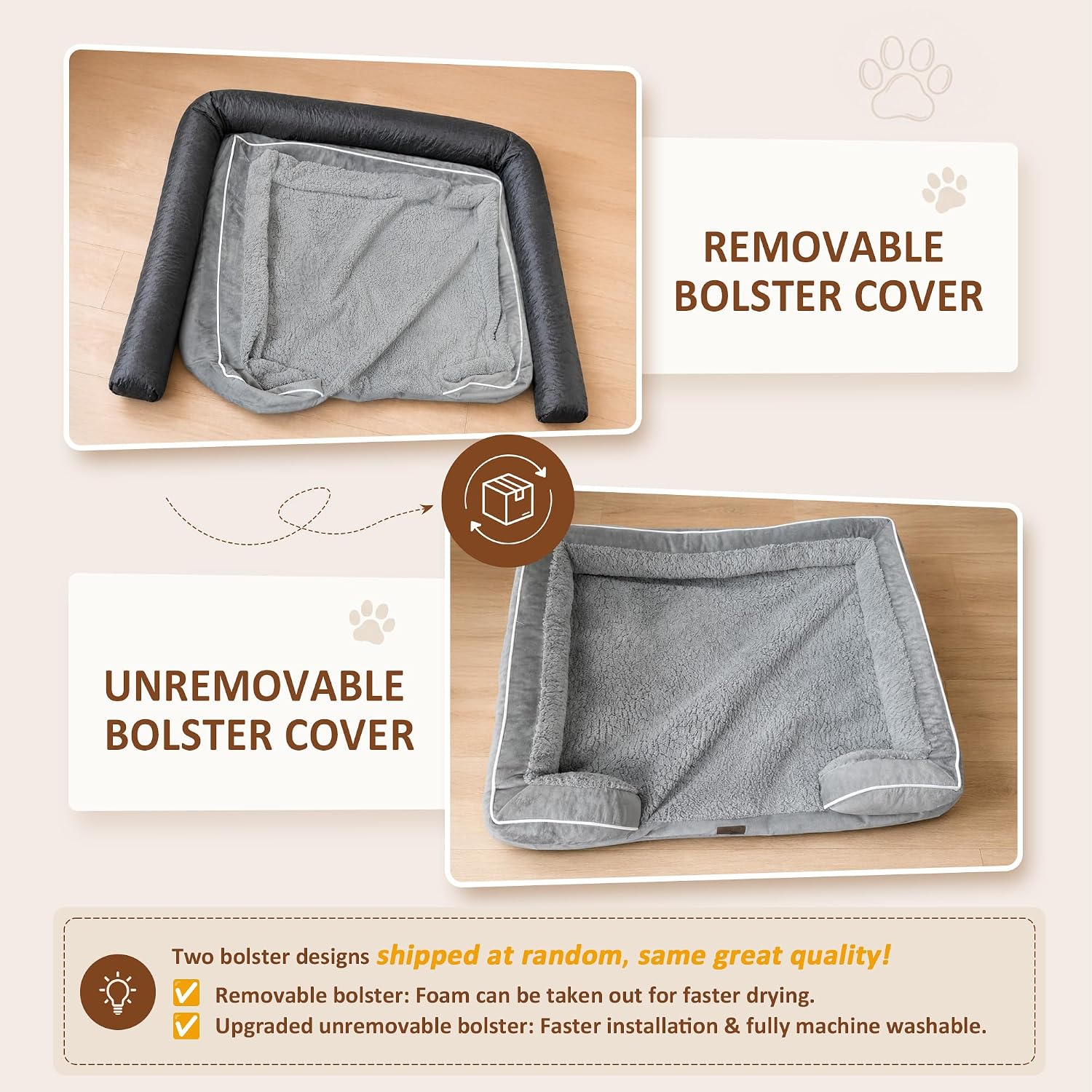 Detalle de Comfort Expression Orthopedic Dog Bed for XXL Dogs (53x42In) with Bolster and Waterproof Cover