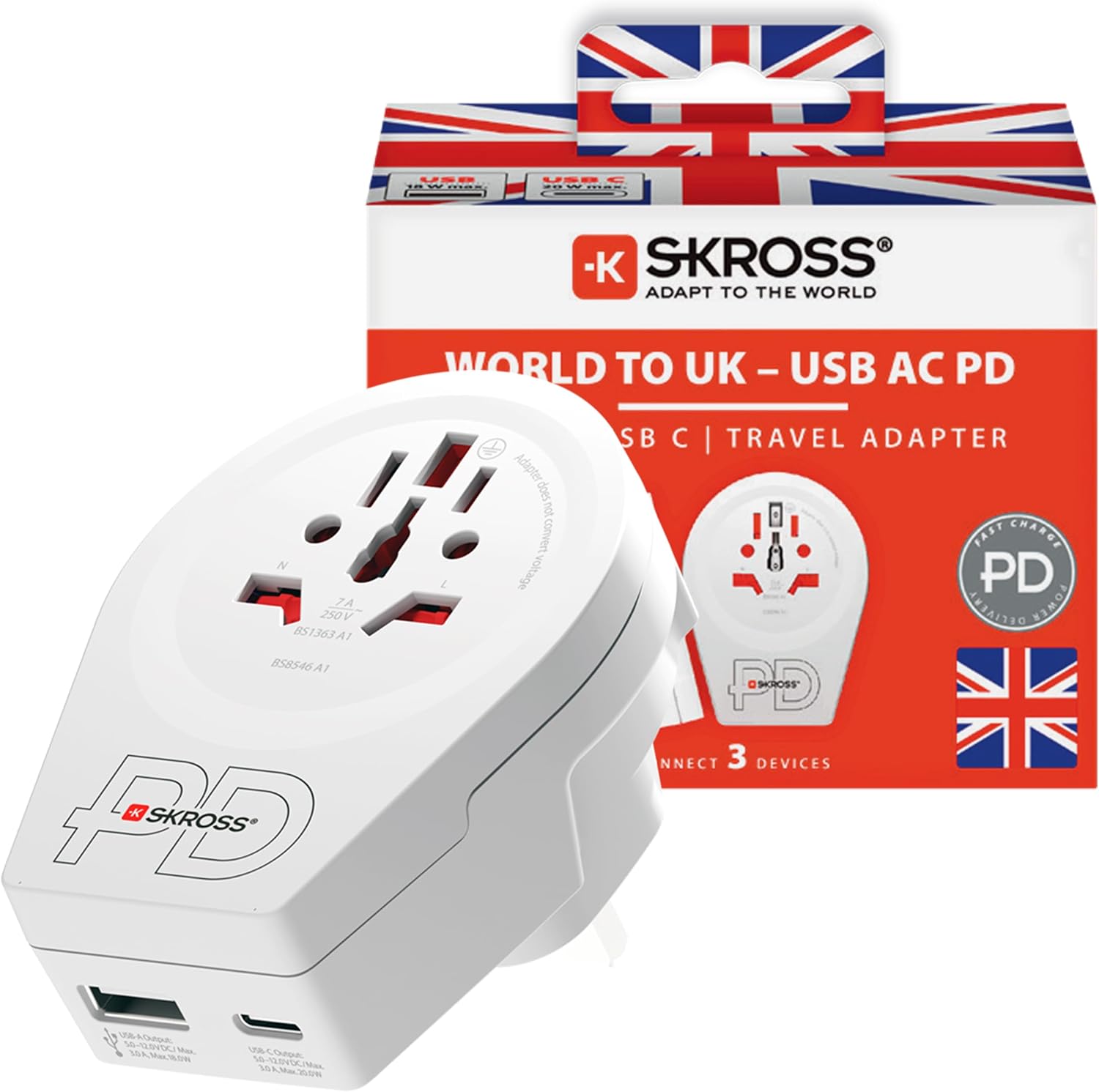 Detalle de SKROSS World to UK USB AC20PD Travel Adapter