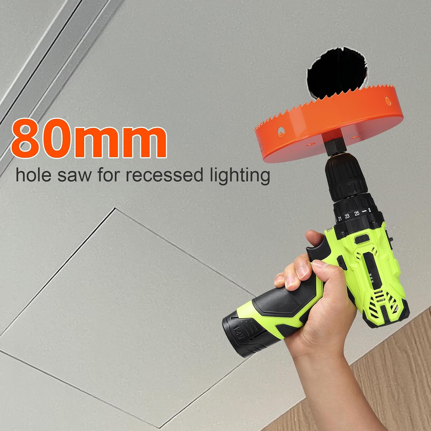 Detalle de Lochsäge 80mm Orange – M42 HSS Bi-Metall Lochsäge mit 35 mm Schnitttiefe für Holz, Gipskarton, Kunststoff und dünnes Metall