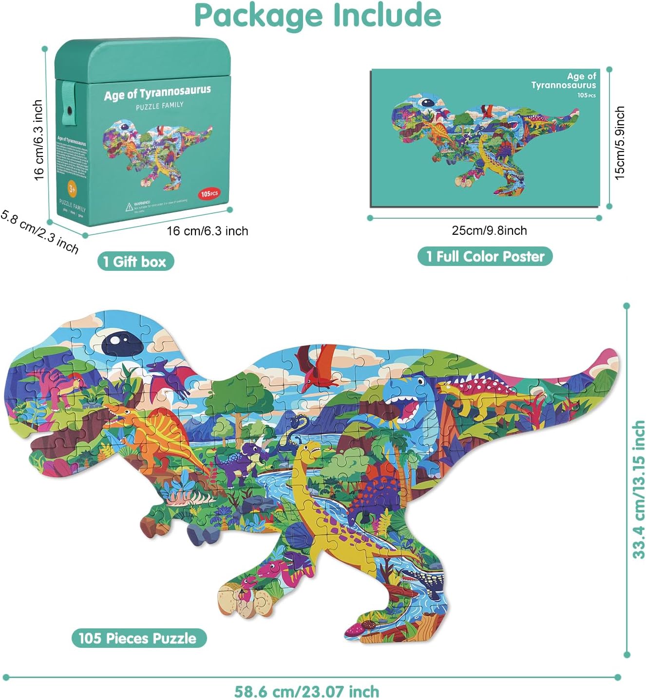 Thumbnail 1 de Tyrannosaurus Rex Jigsaw Puzzle for Kids — 105 Large Pieces by AivaToba
