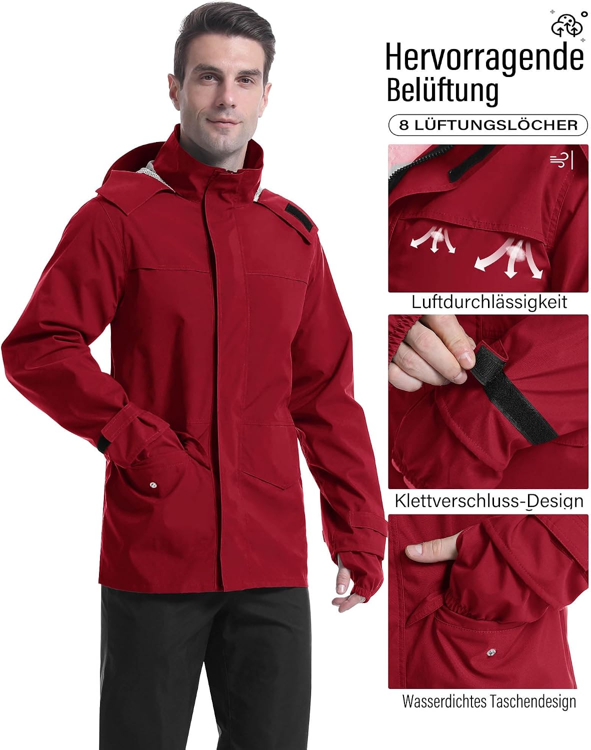 Thumbnail 2 de Coutyuyi Herren-Regenanzug: wasserdichte, atmungsaktive Regenjacke mit Kapuze