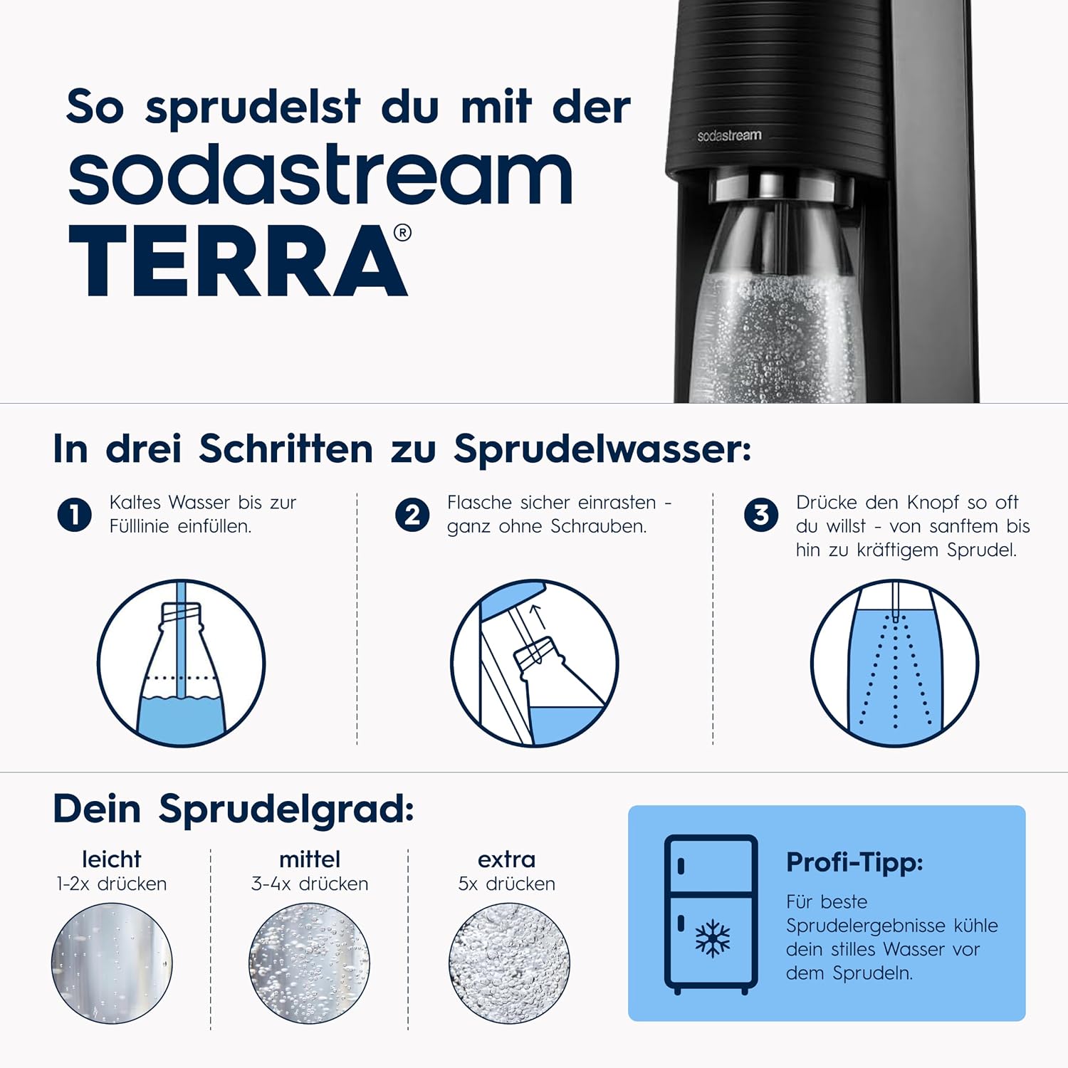 Detalle 2 de SodaStream TERRA Promopack Wassersprudler 44 cm 🥤