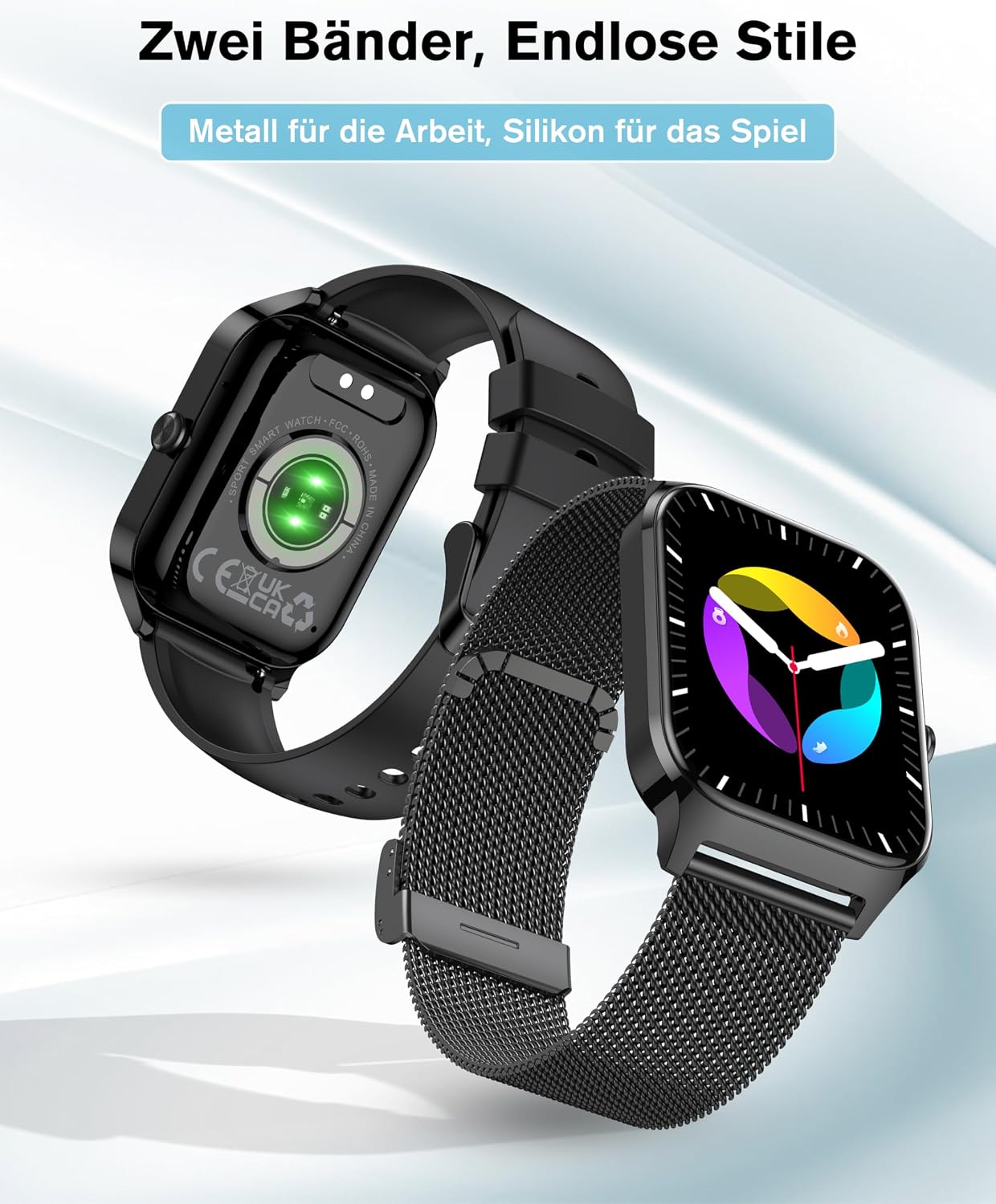 Detalle 2 de KALINCO Smartwatch für Herren & Damen mit Blutdruckmessung, Bluetooth-Telefonie und 100+ Sportmodi