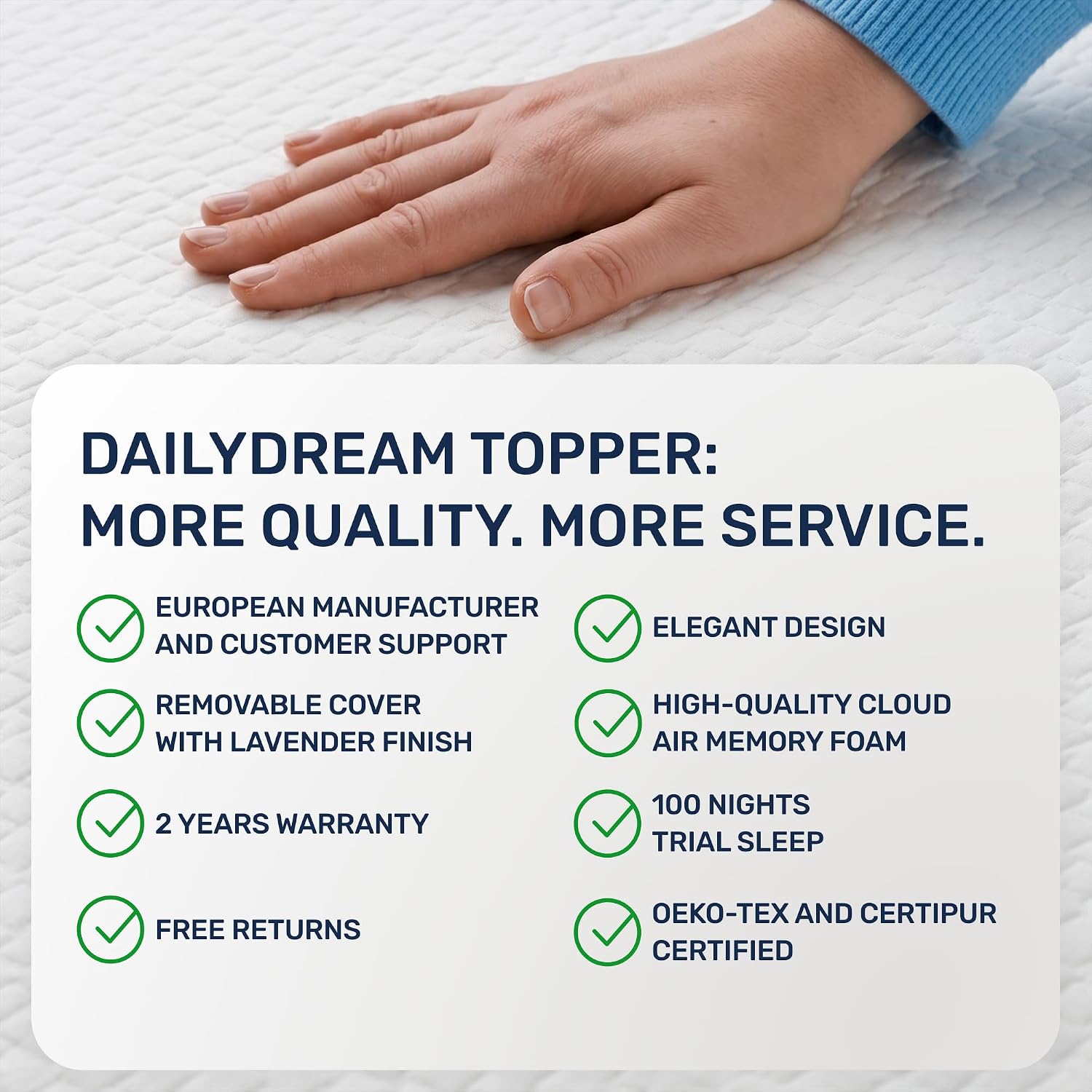 Detalle de Dailydream D006Lavendel_BE Model S Memory Foam Mattress Topper, 90 x 200 cm