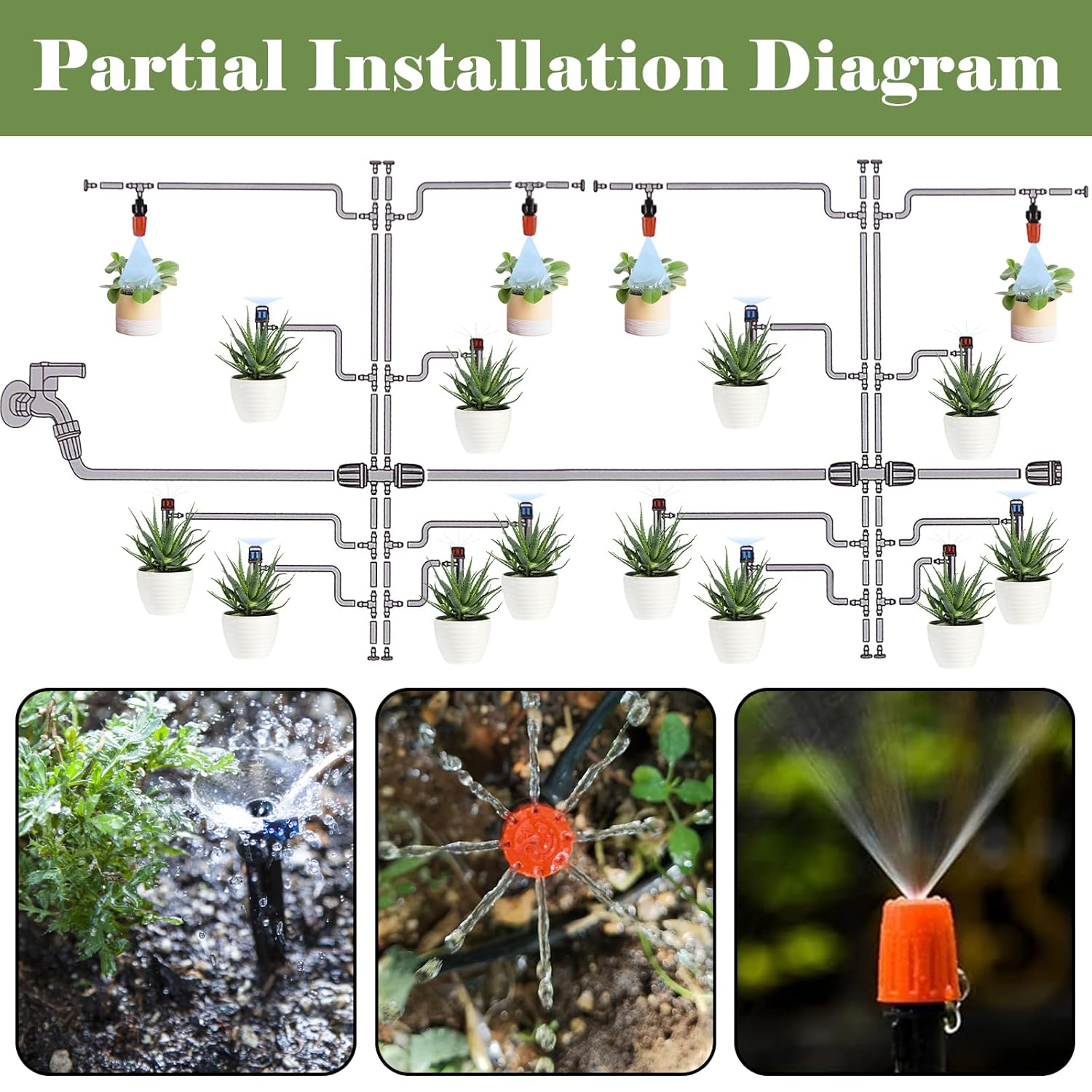 Detalle 1 de Irrigation System Kit 240FT automatic drip